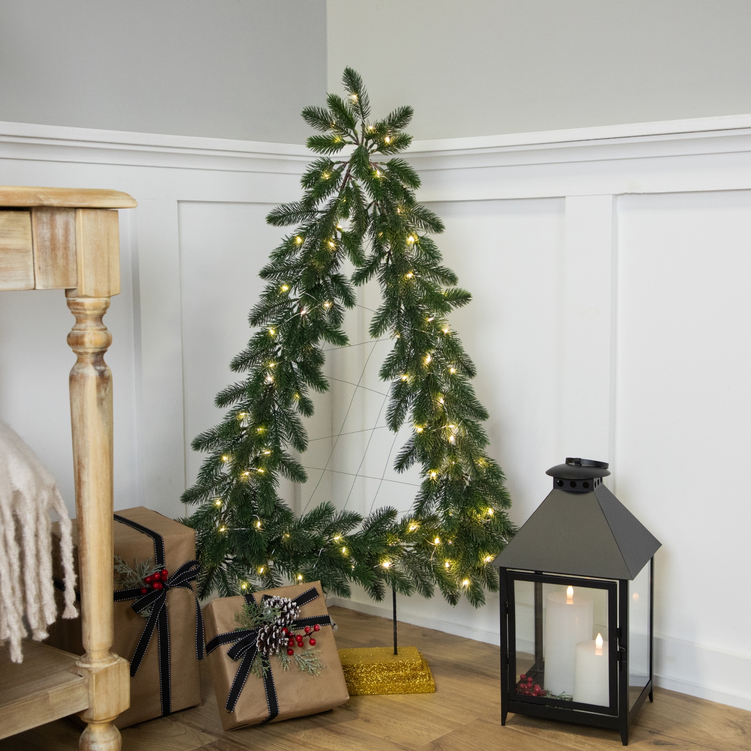 LED Lighted Pine Garland Christmas Tree Decoration - 3' - Warm White Lights