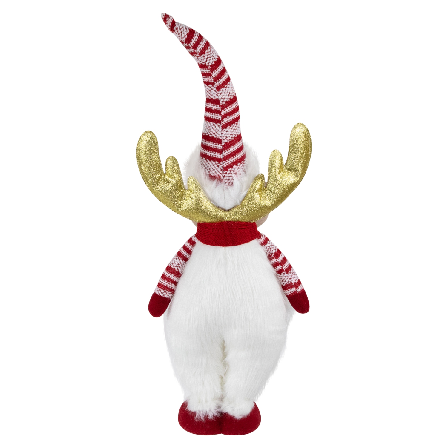 Standing Plush Moose Christmas Figure with Glitter Antlers - 25" - White and Red