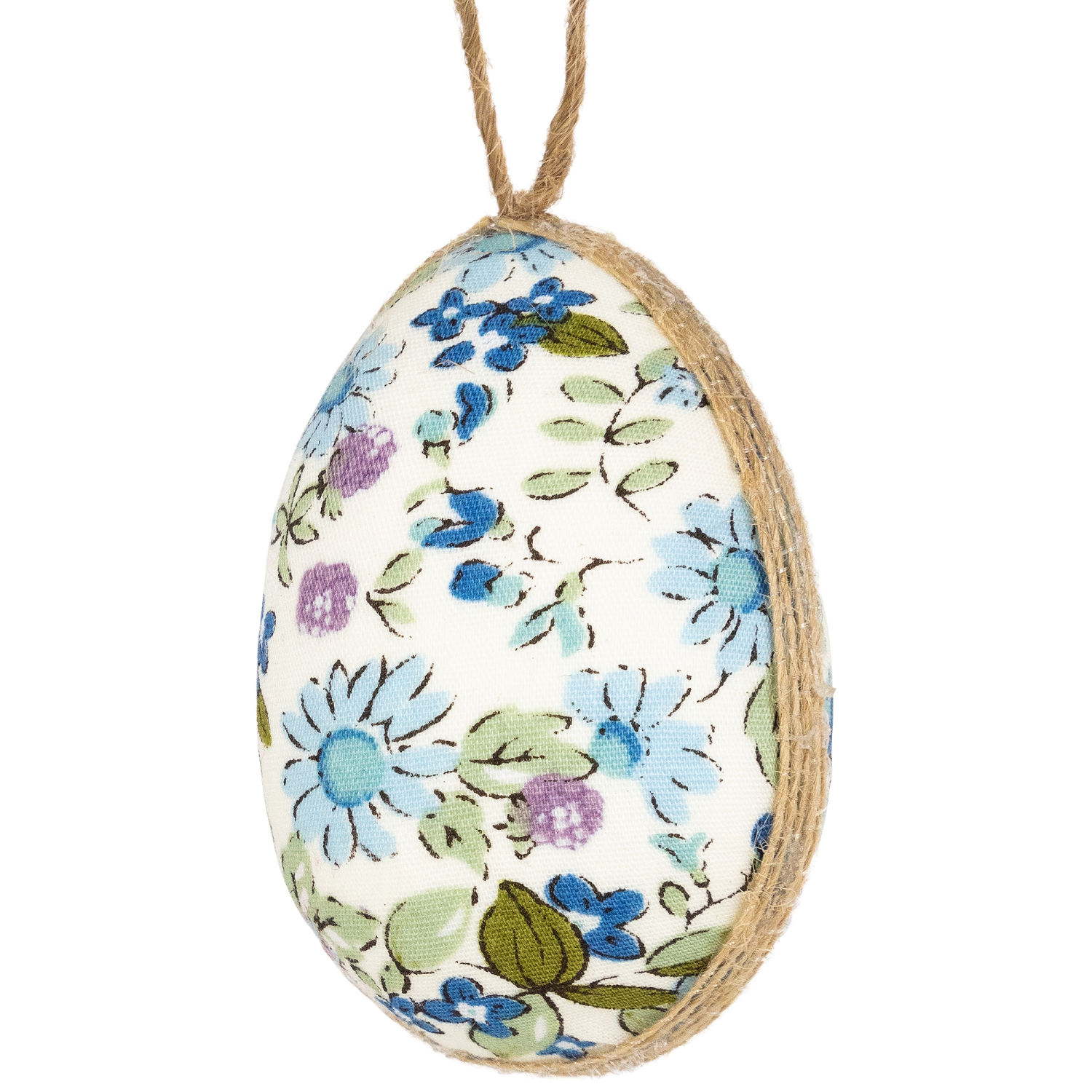 Fabric Easter Egg Ornament Decorations - 5.75" - Blue - Set of 6