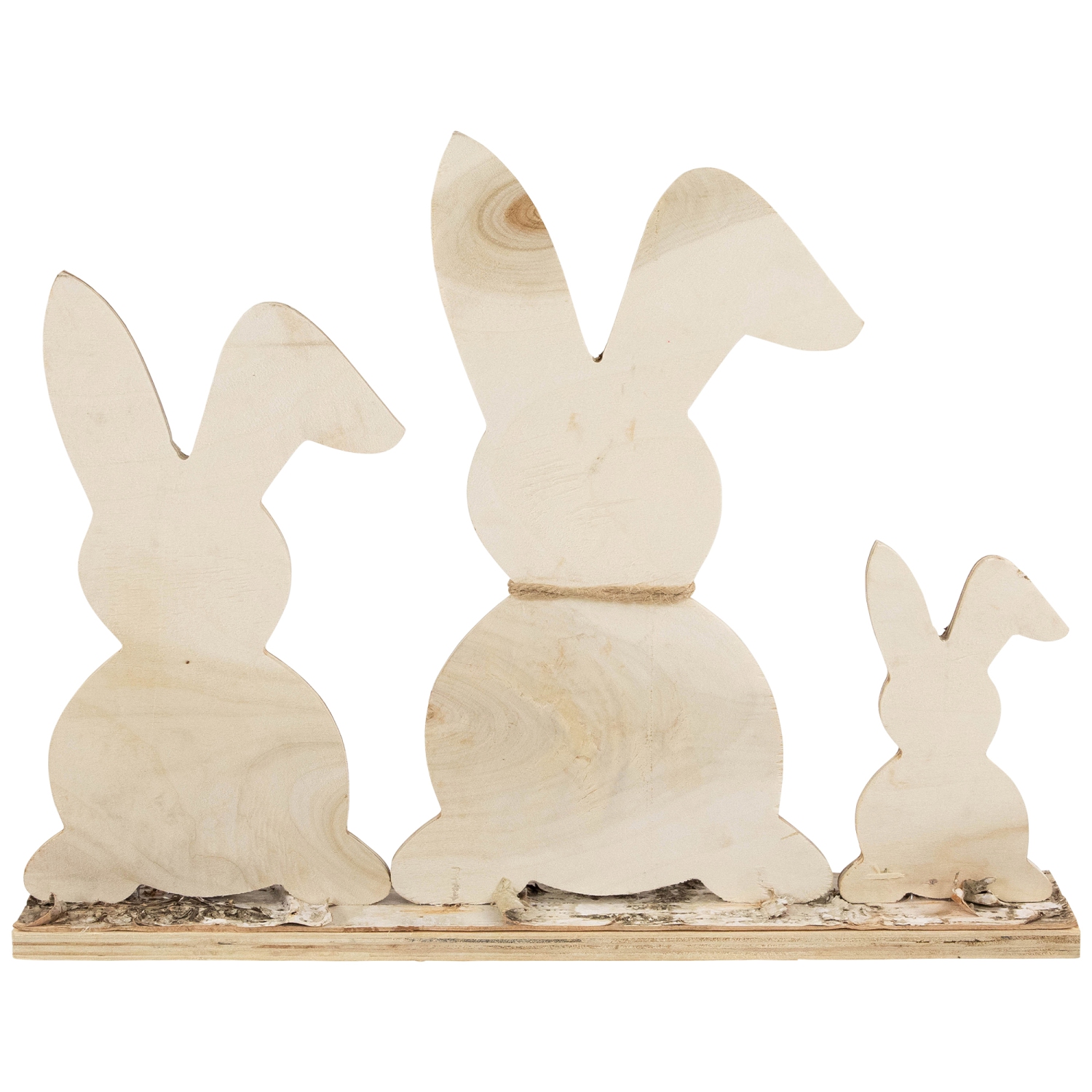 Rabbit Trio Wooden Tree Bark Easter Decoration - 15.75"