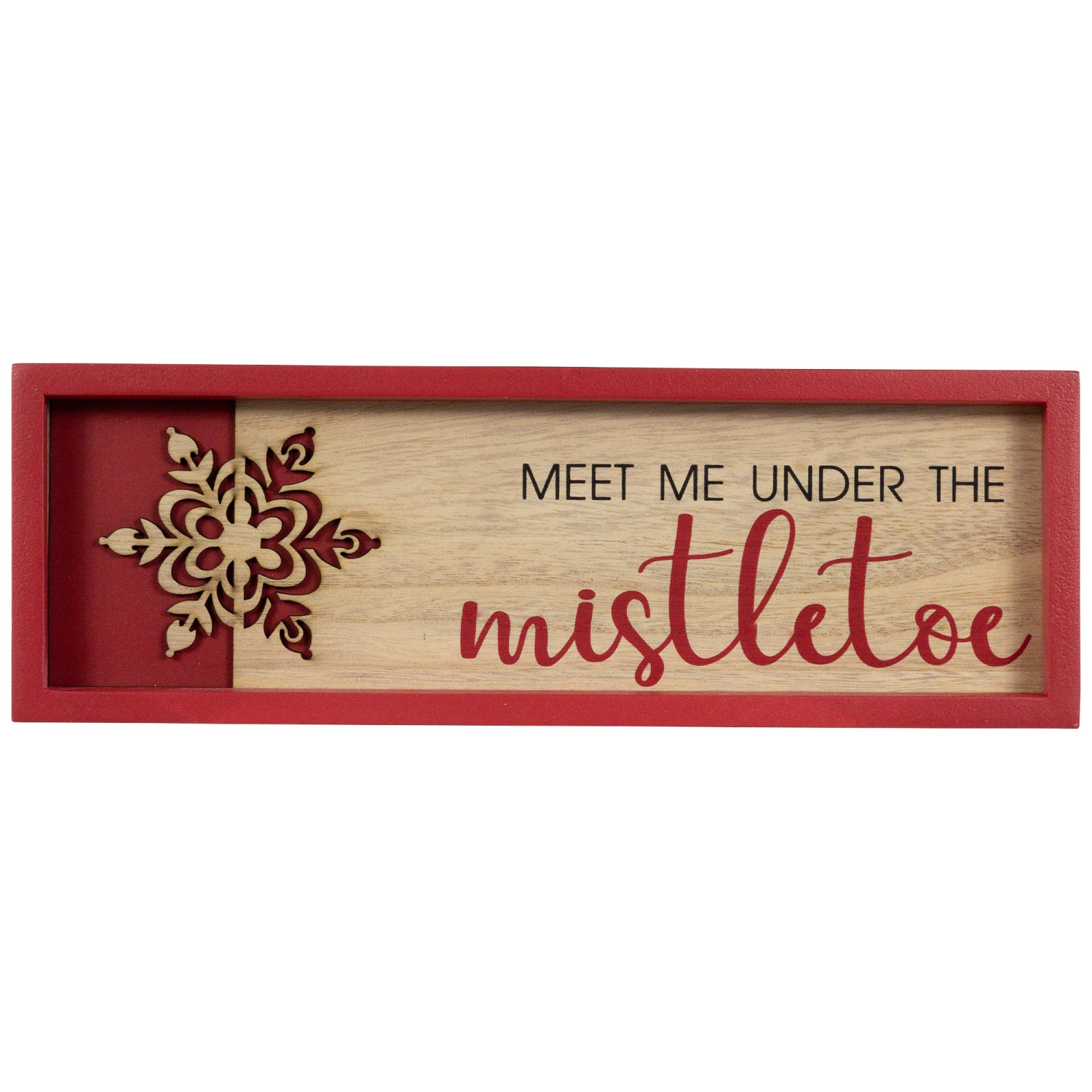 Décoration murale de Noël « Meet Me Under the Mistletoe » - 11,75 po - Rouge
