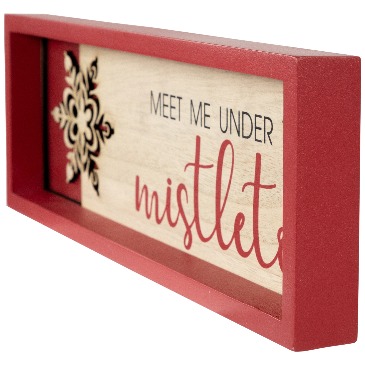 Décoration murale de Noël « Meet Me Under the Mistletoe » - 11,75 po - Rouge