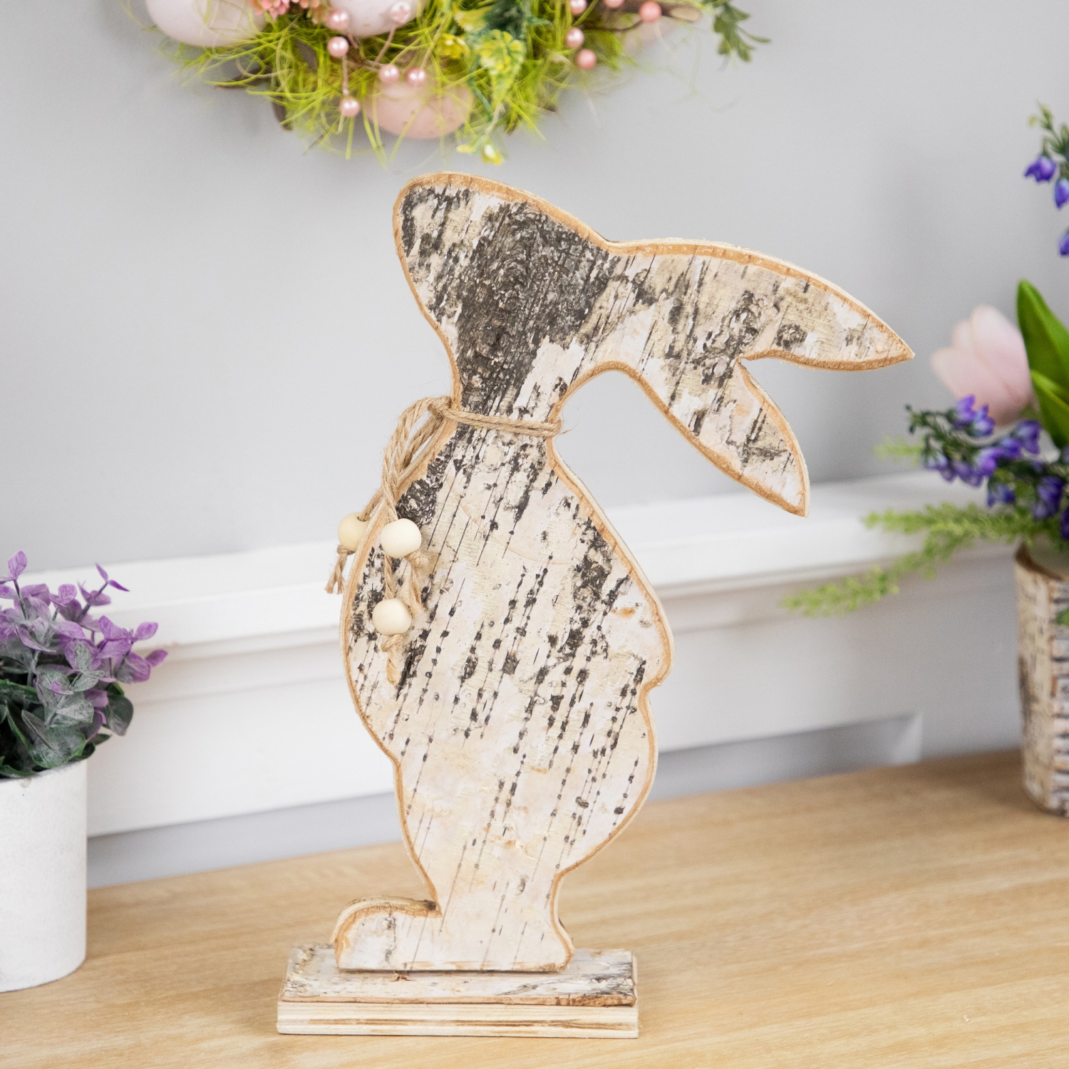 Rustic Wooden Rabbit Silhouette Easter Decoration - 12"