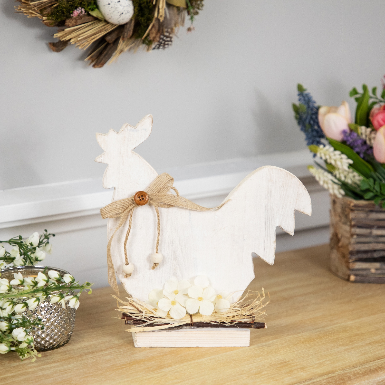Distressed Rooster Silhouette Spring Decoration - 9.5"