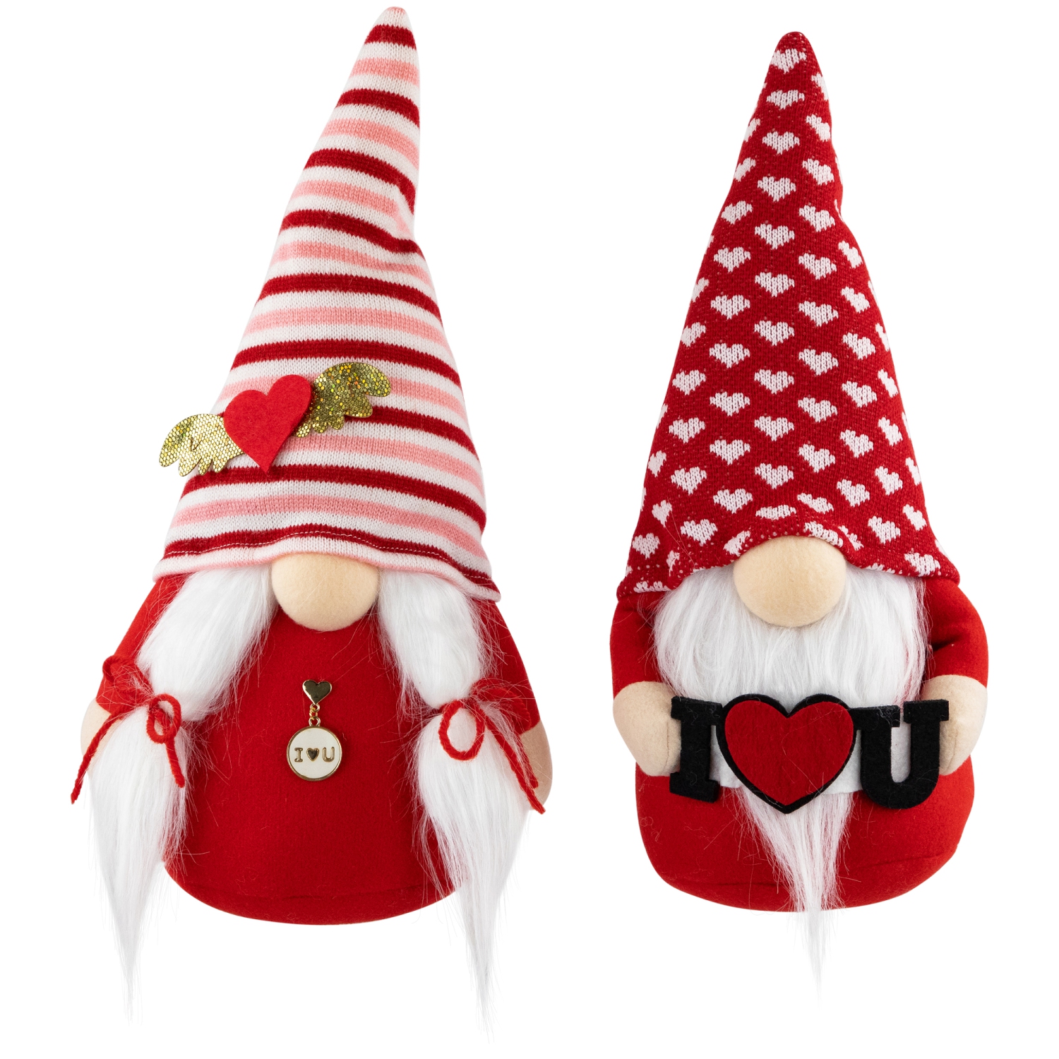 Plush "I Heart U" Valentine's Day Gnomes -12" - Set of 2