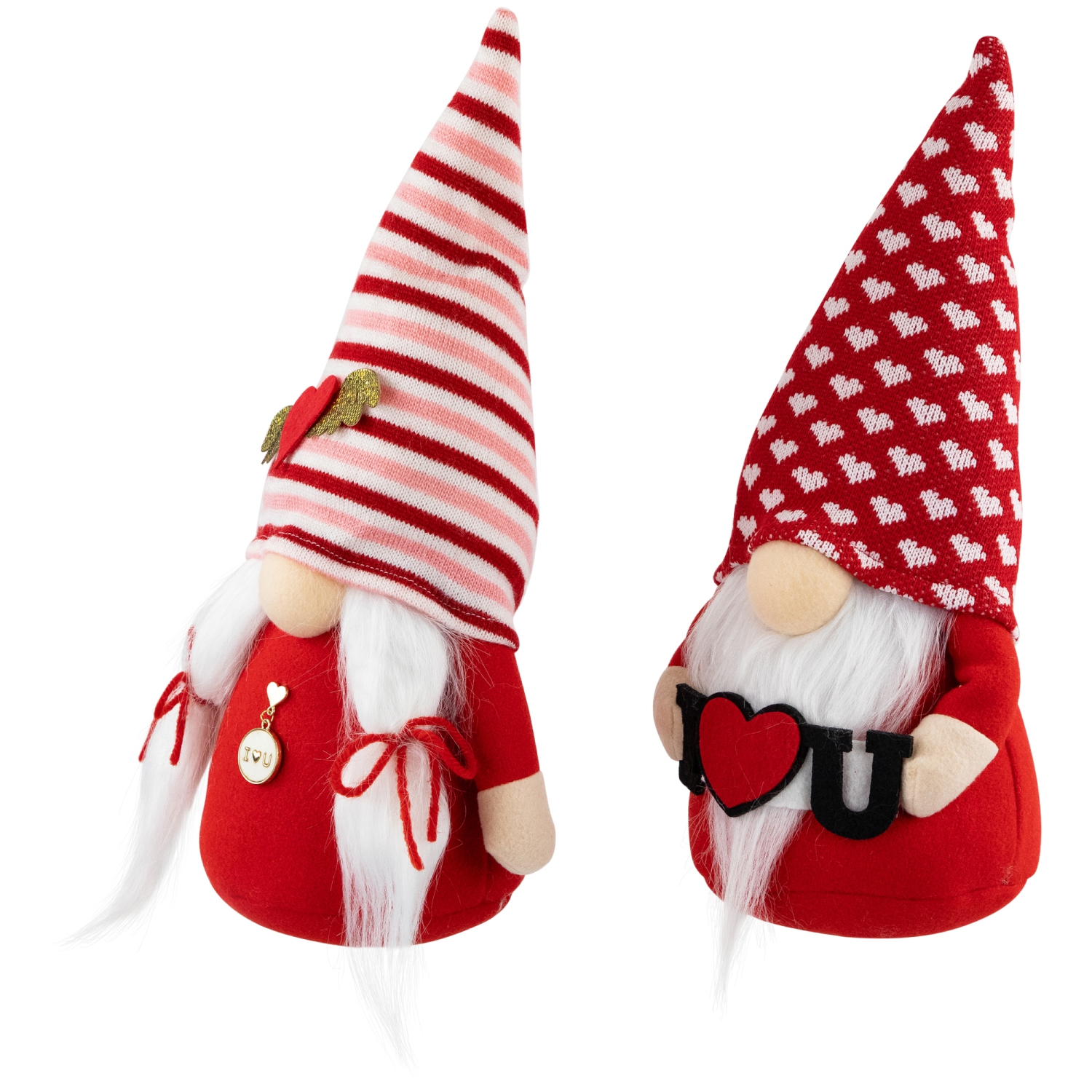 Plush "I Heart U" Valentine's Day Gnomes -12" - Set of 2