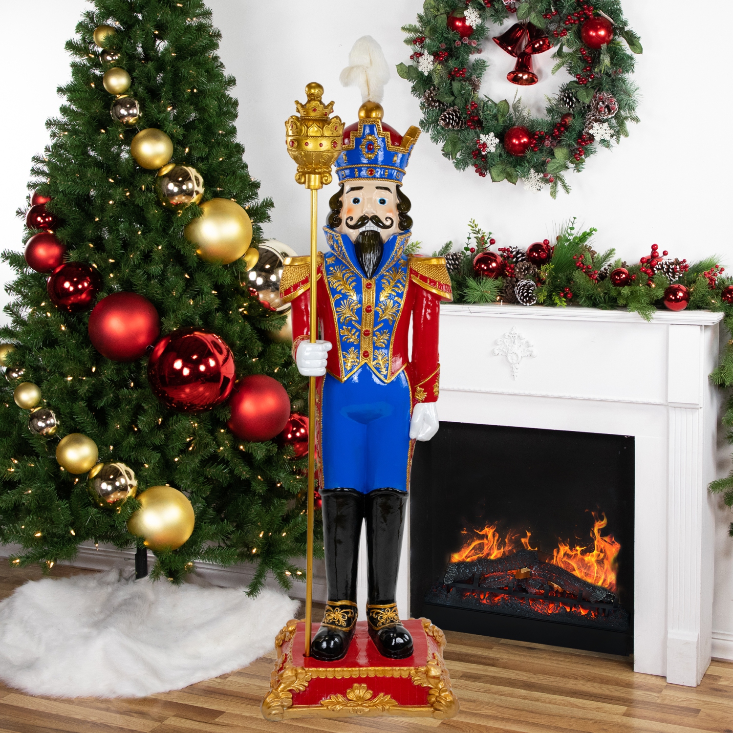 Regal Commercial Christmas Nutcracker Soldier with Scepter - 6.5' - Red and Blue