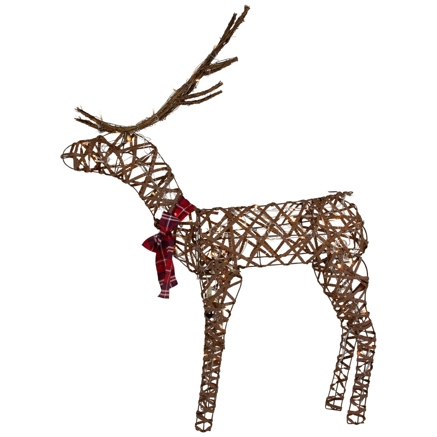 47" LED Lighted Standing Rattan Reindeer Outdoor Christmas Decoration