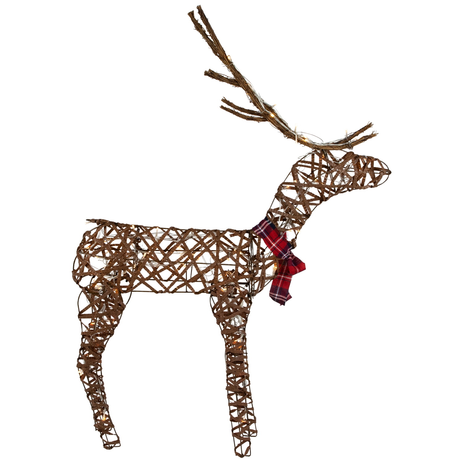 47" LED Lighted Standing Rattan Reindeer Outdoor Christmas Decoration