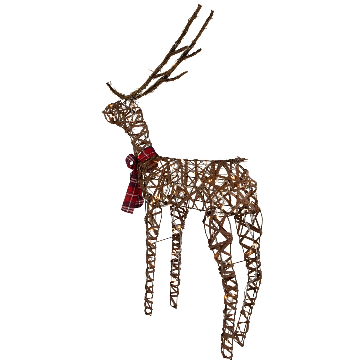 47" LED Lighted Standing Rattan Reindeer Outdoor Christmas Decoration