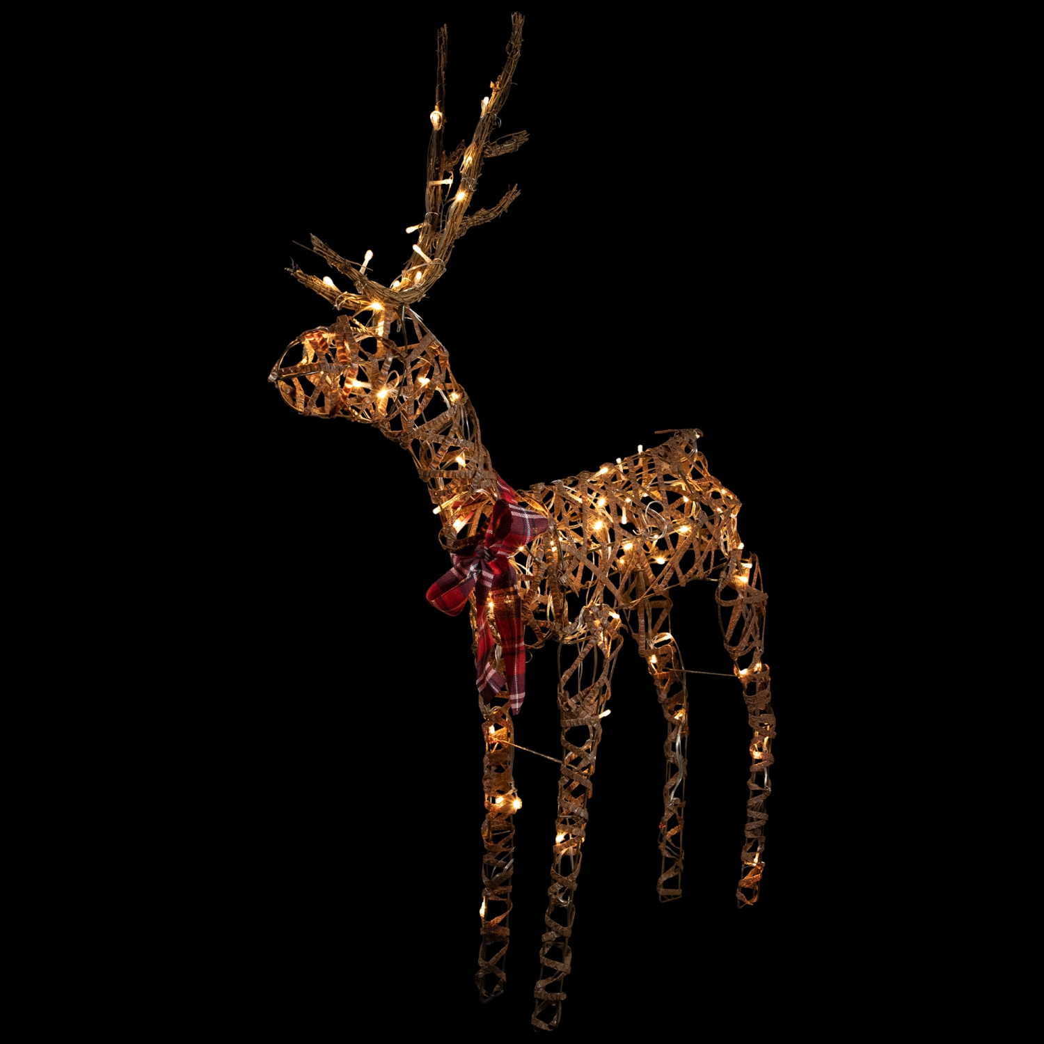 47" LED Lighted Standing Rattan Reindeer Outdoor Christmas Decoration