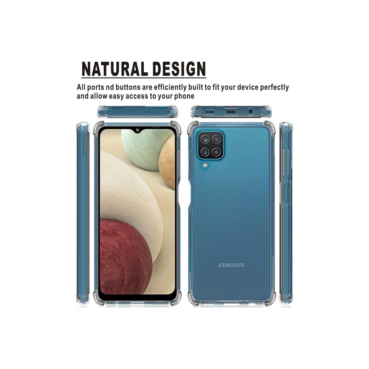 Étui transparent Bumper pour Samsung Galaxy A12, antichoc [coins renforcés] TPU Crystal léger Gel transparent