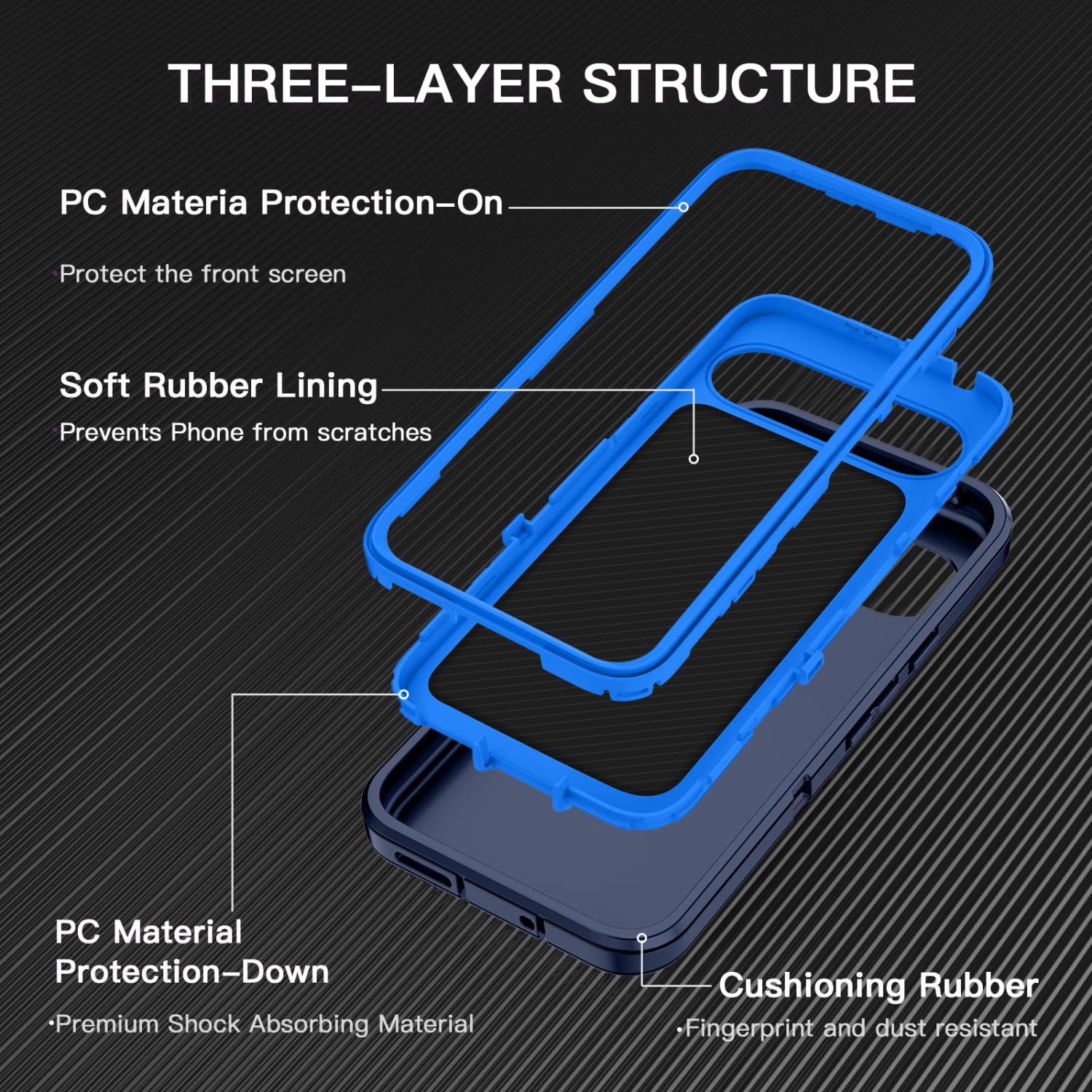I-HONVA for Google Pixel 9 Pro XL Case Shockproof Dust/Drop Proof 3-Layer Full Body Protection Without Screen Protector Rugged Heavy Duty Cover Case