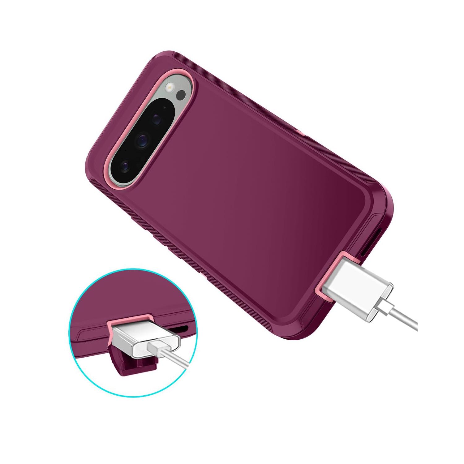 I-HONVA pour Pixel 9 Pro XL de Google, étui antichoc, résistant à la poussière et aux chutes, 3 couches, sans protecteur d'écran, étui robuste