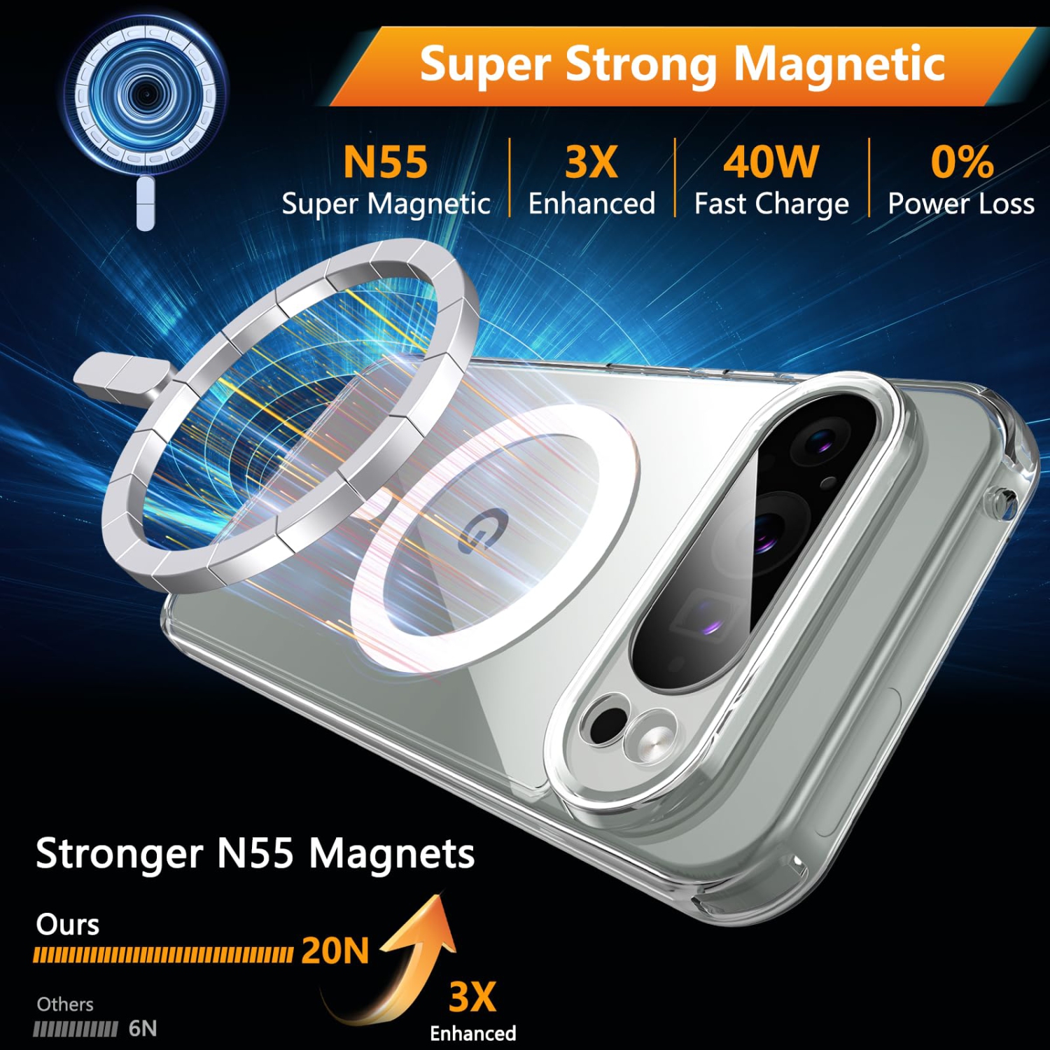 BESINPO for Google Pixel 9 Pro XL Case,Magnetic Pixel 9 Pro XL Case for Magsafe with Screen Protector Military Grade Transparent Back Shockproof Slim