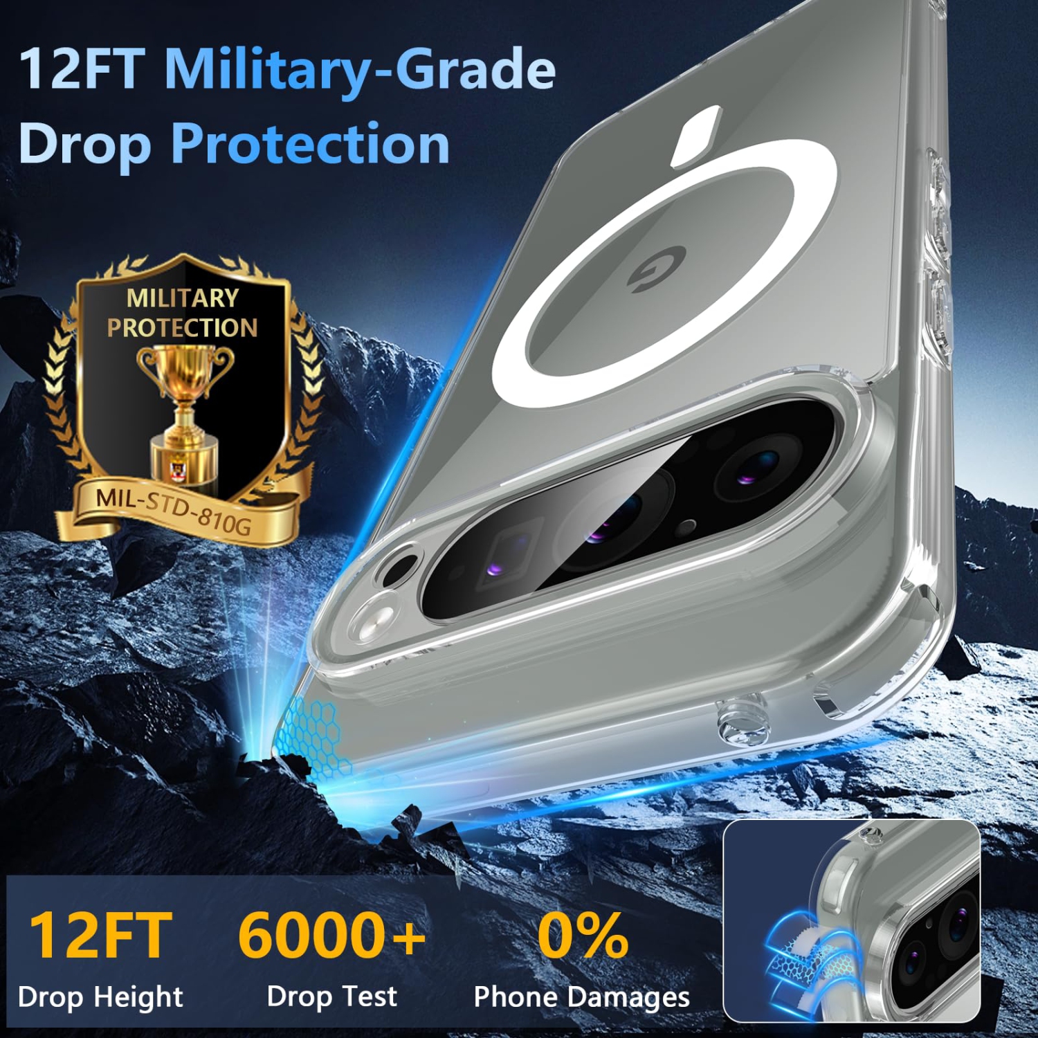 BESINPO for Google Pixel 9 Pro XL Case,Magnetic Pixel 9 Pro XL Case for Magsafe with Screen Protector Military Grade Transparent Back Shockproof Slim