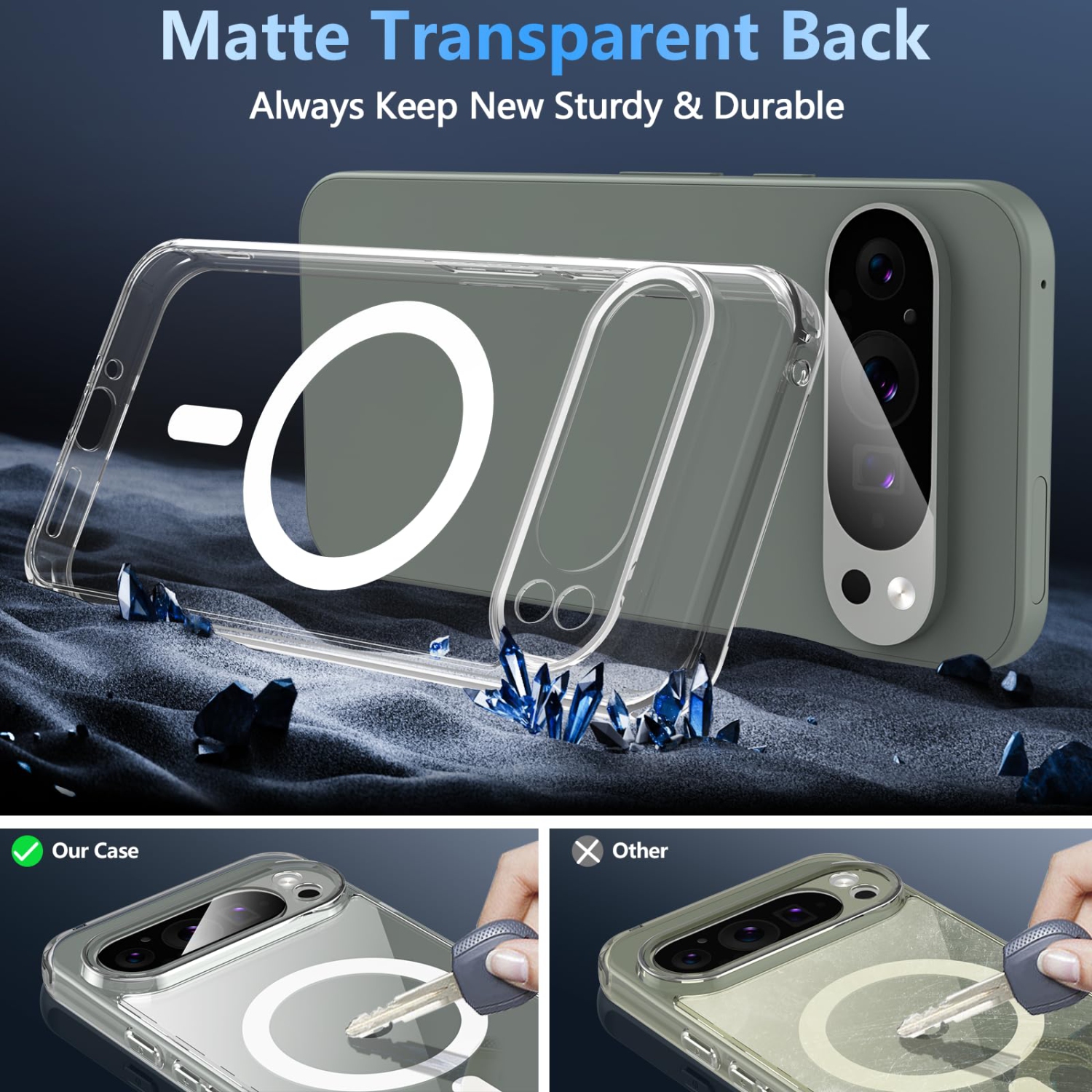 BESINPO for Google Pixel 9 Pro XL Case,Magnetic Pixel 9 Pro XL Case for Magsafe with Screen Protector Military Grade Transparent Back Shockproof Slim