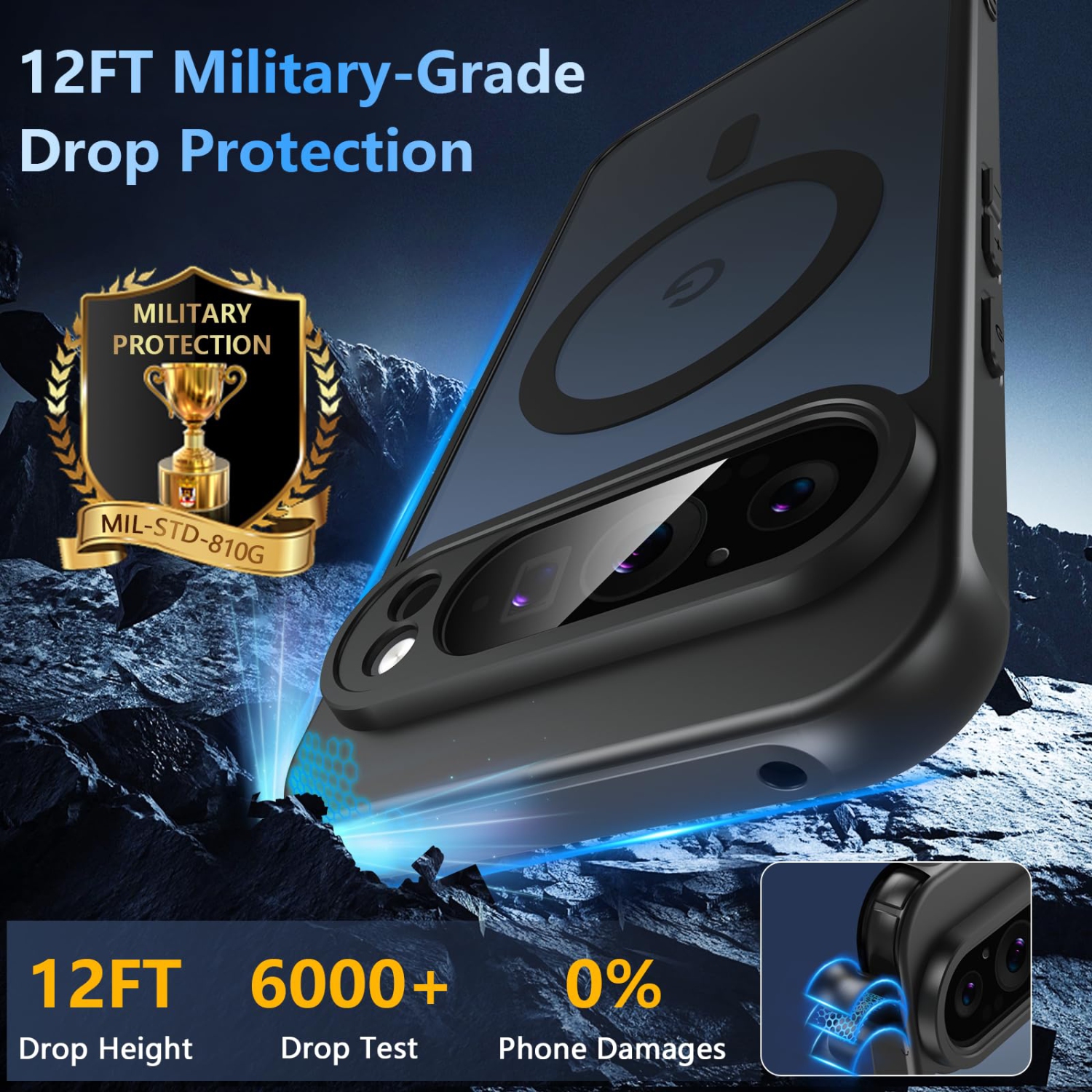 BESINPO – Étui mince protecteur arrière translucide de qualité militaire pour Pixel 9 Pro XL de Google, étui magnétique pour Pixel 9 Pro XL de