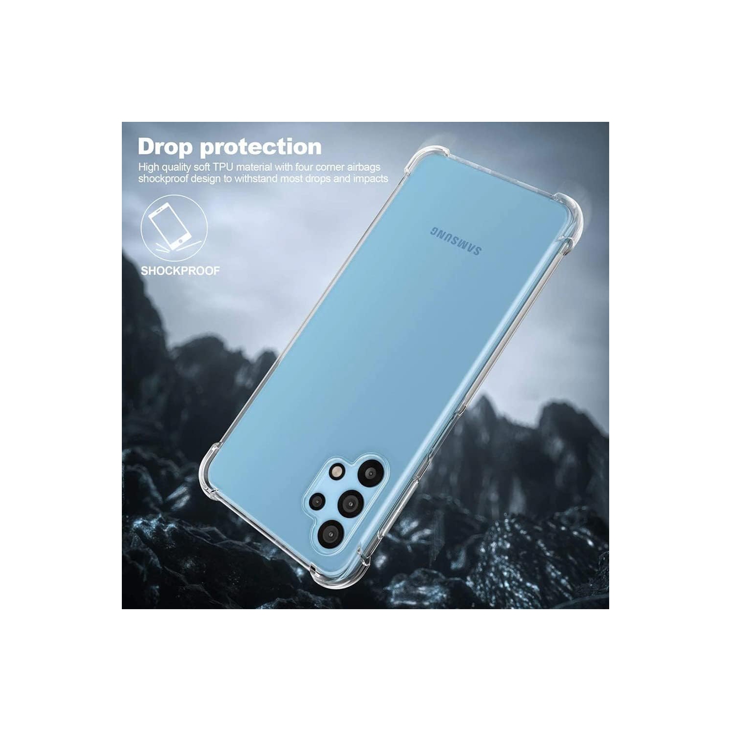 Samsung Galaxy A32 5G Clear Case with Shockproof Bumper Durable Transparent Cover with Impact-Resistant Protection