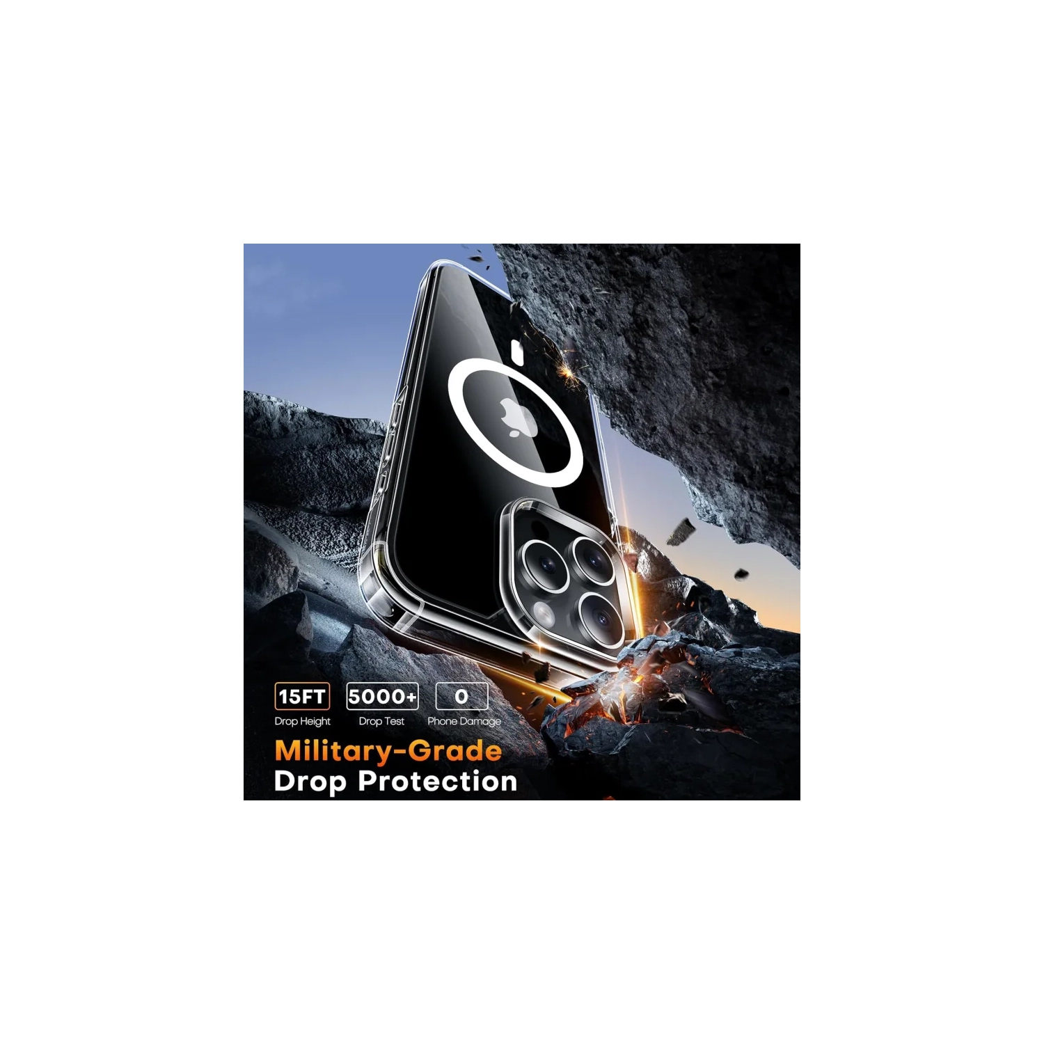 Étui magnétique transparent pour iPhone 16 Pro [5-en-1] – compatible MagSafe, de qualité militaire, ne jaunit pas, avec protecteurs d'écran et