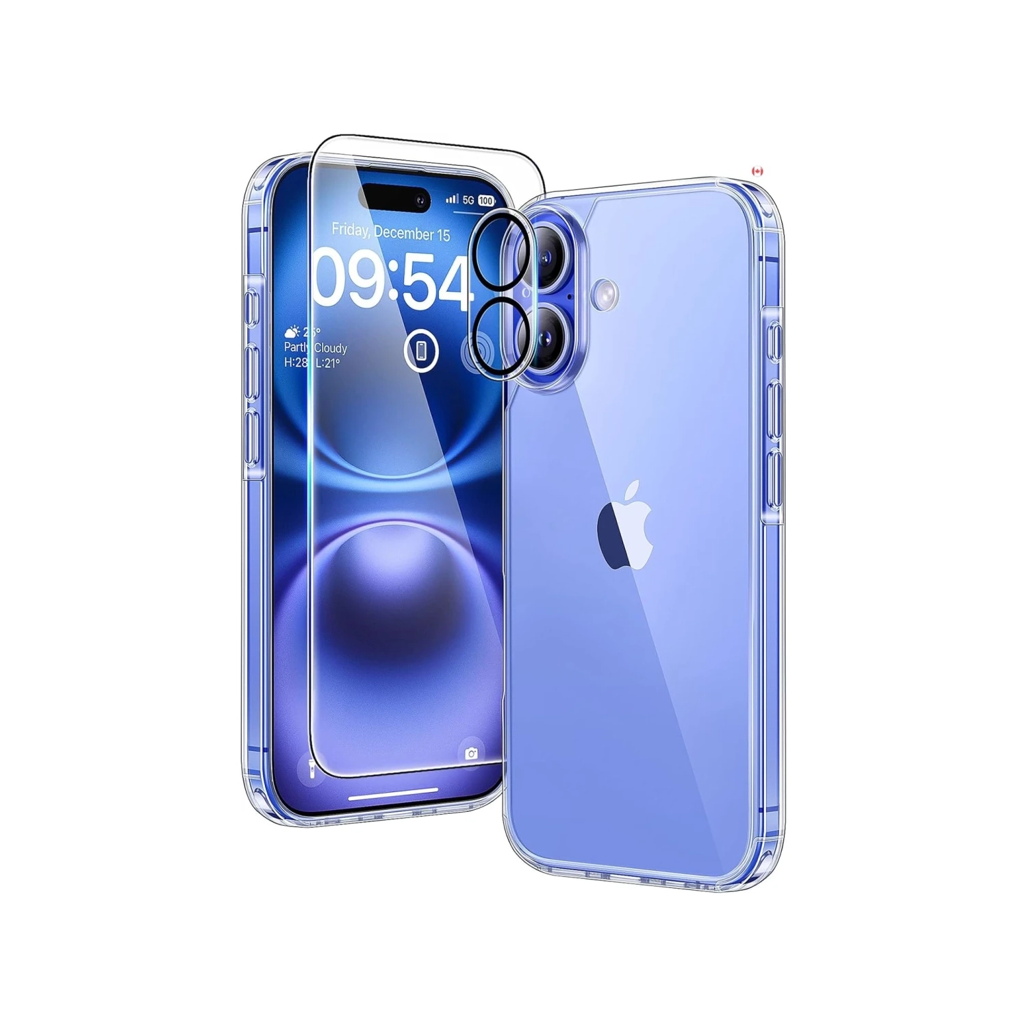 Étui transparent pour iPhone 16 [5-en-1] – ne jaunit pas, 2 protecteurs d'écran et d'appareil photo, 16 pi de protection contre les chutes de qualité