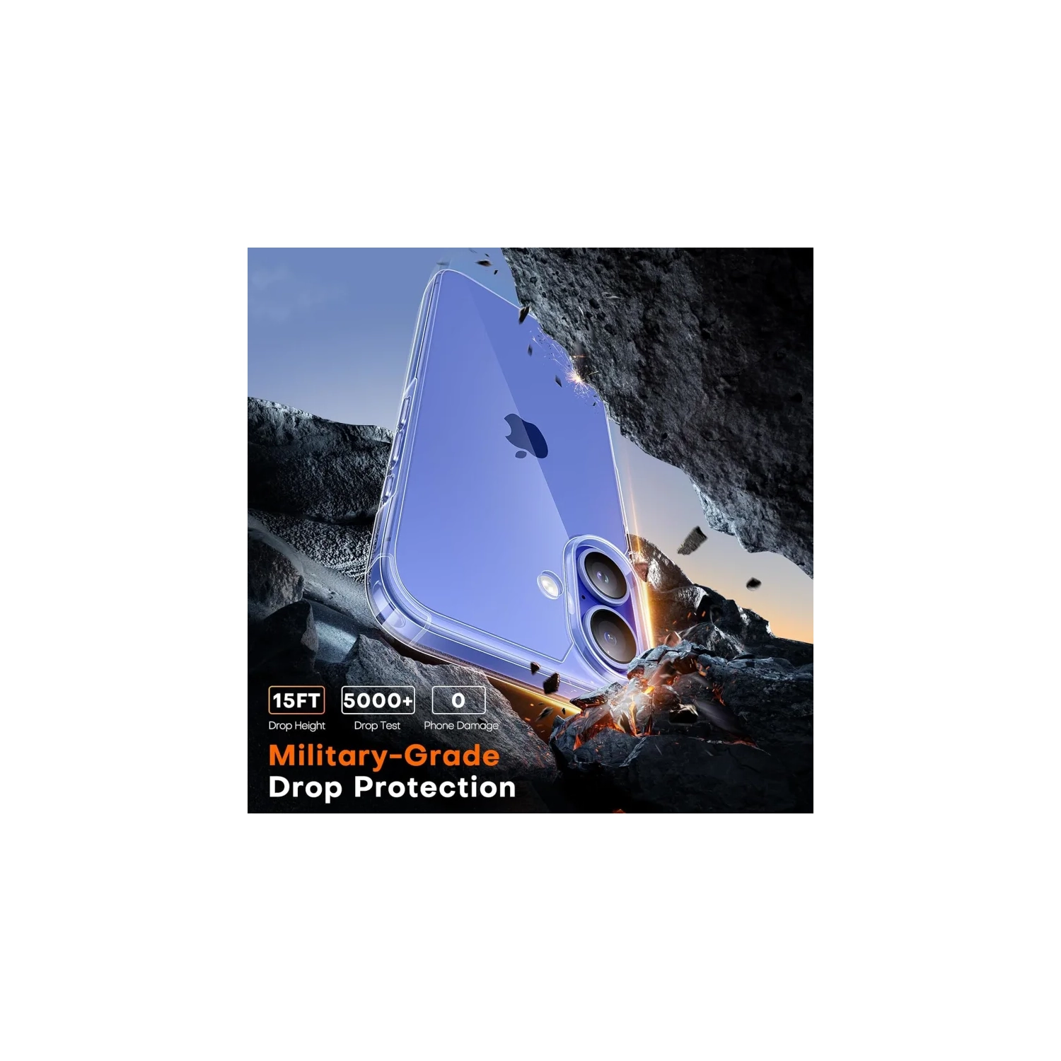 Étui transparent pour iPhone 16 plus [5-en-1] – ne jaunit pas, 2X protecteurs d'écran et 2X protecteurs d'objectif pour appareil photo, 16 pi de