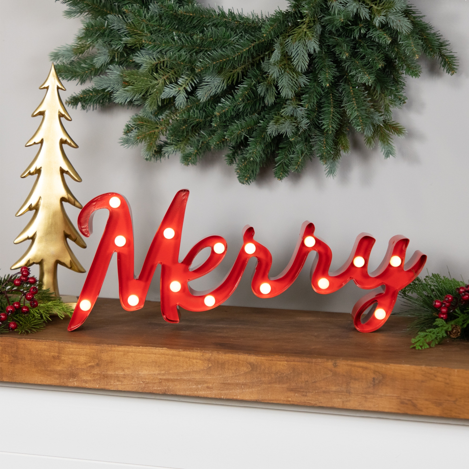Lighted "Merry" Christmas Decoration - 20.5"