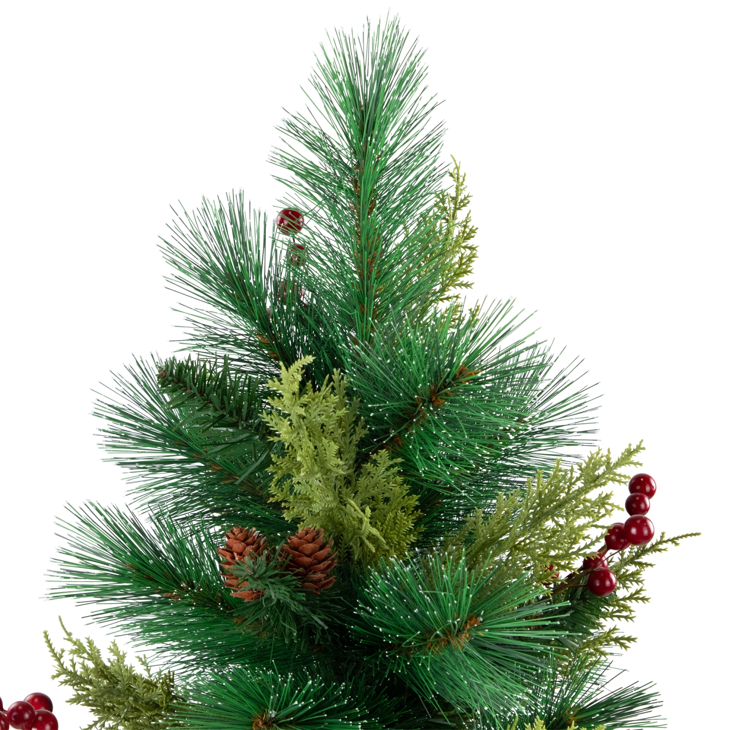 Aiguille de pin d'épinette et mini arbre de Noël artificiel de pomme de pin - 25 po - non éclairé