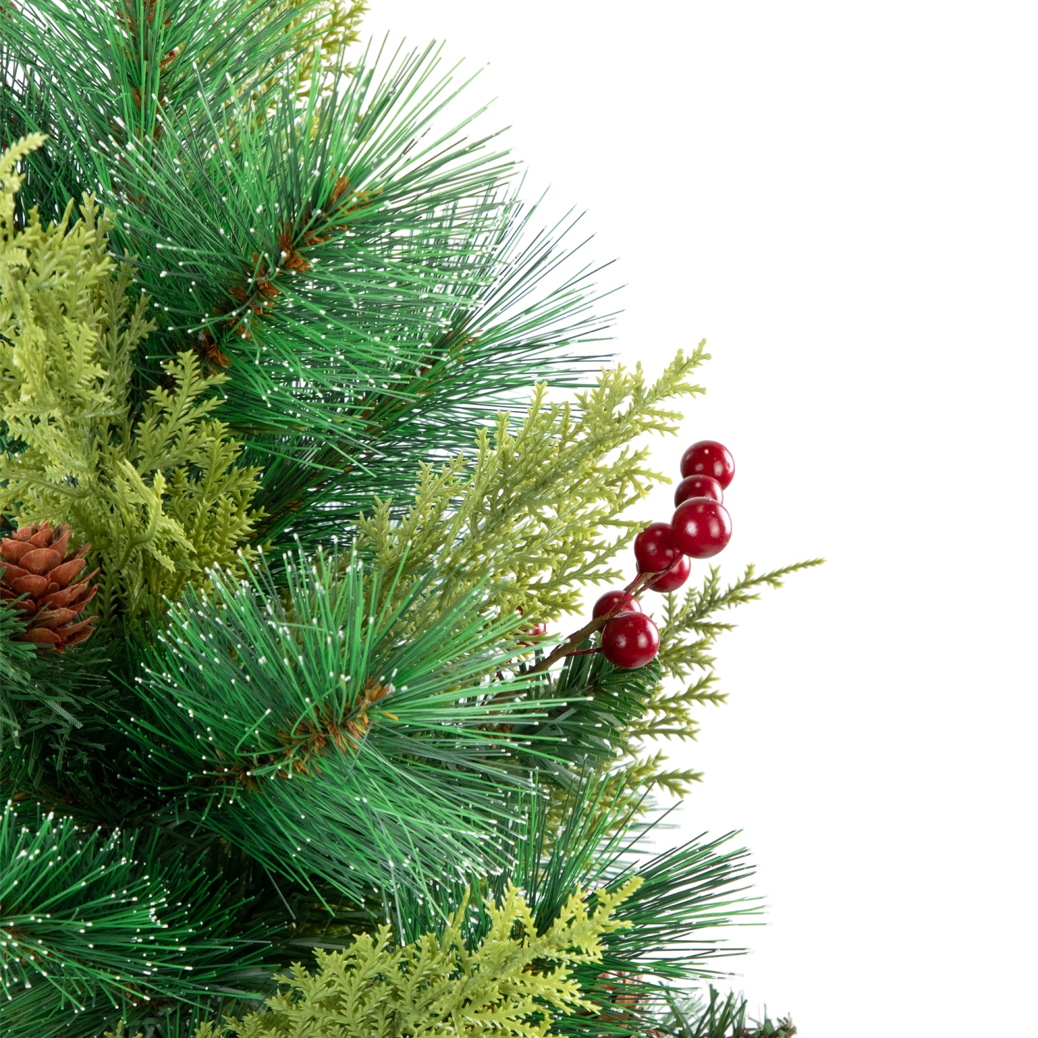 Aiguille de pin d'épinette et mini arbre de Noël artificiel de pomme de pin - 25 po - non éclairé