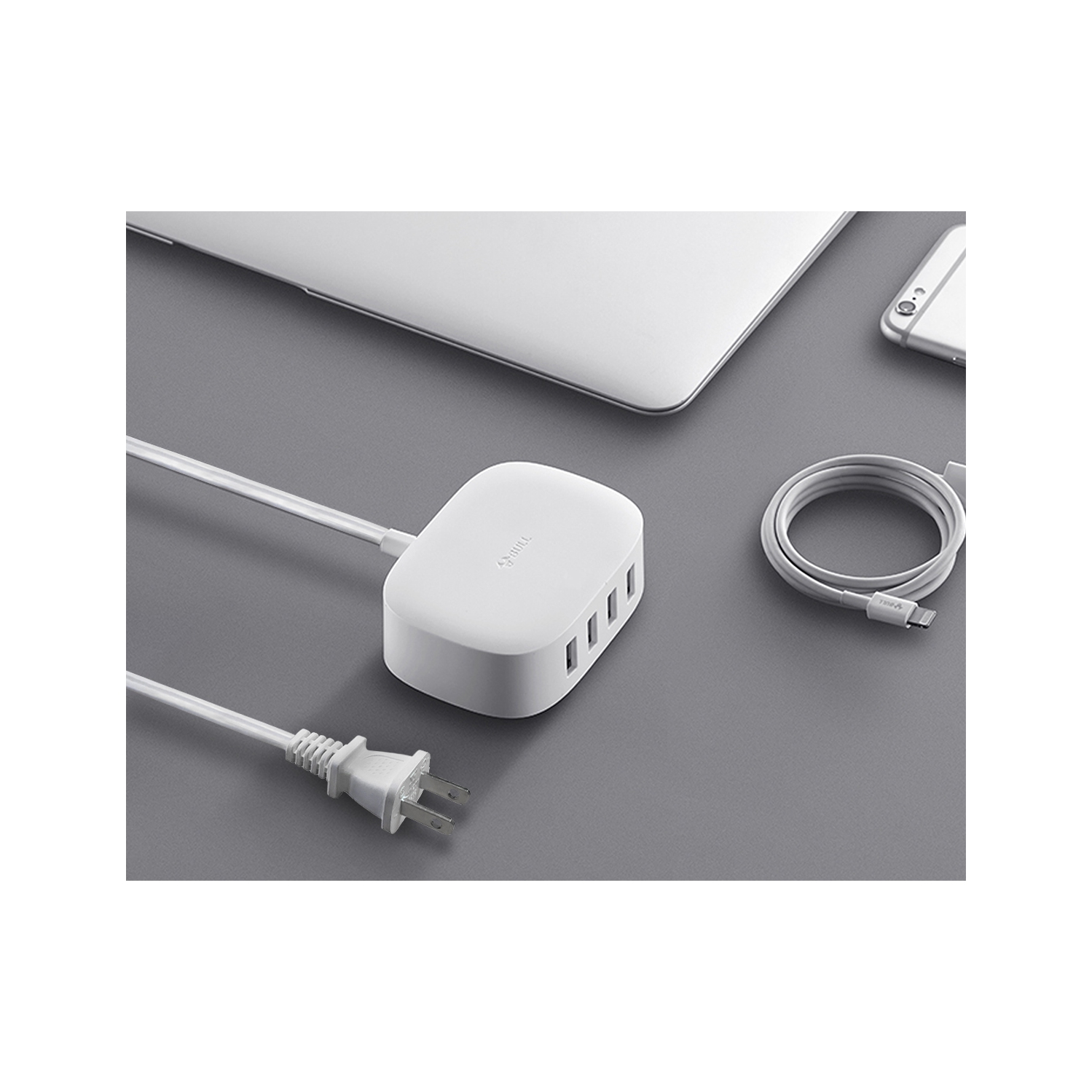 Station de chargement USB de Bull - barre d'alimentation à 4 ports de chargement rapide USB de type A de 20 W compatible avec MacBook Pro de