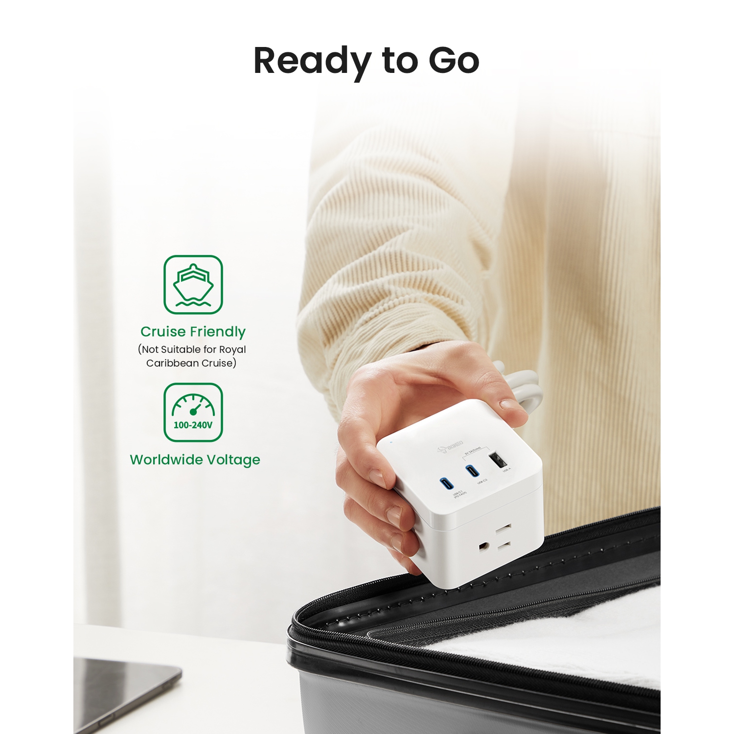 Goneo PD Edition 6-in-1 Charger Cube - 30W 6 Ports Fast Charging USB Type A/C Surge Protector Power Strip Compatible with Various Mobile Devices,