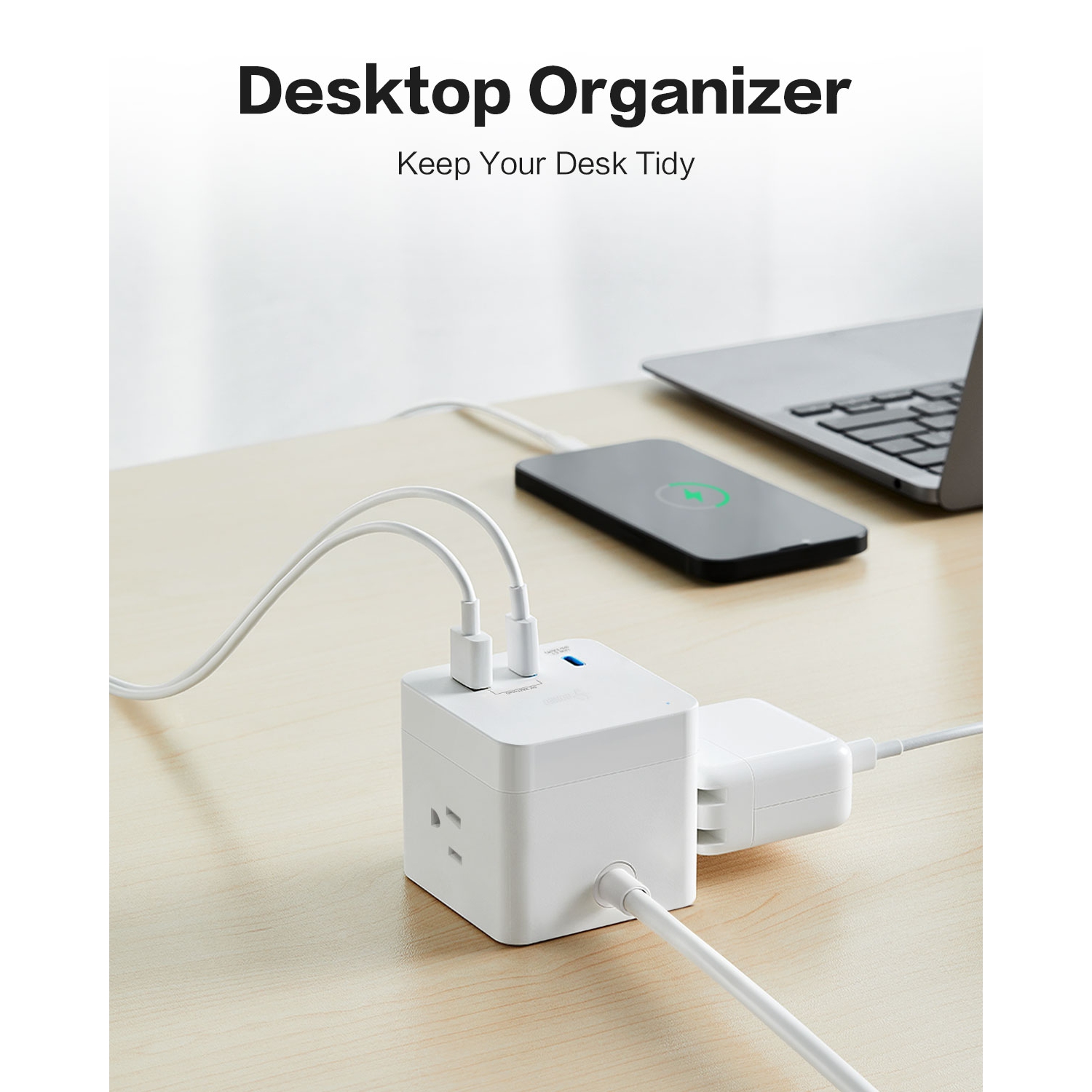 Goneo PD Edition 6-in-1 Charger Cube - 30W 6 Ports Fast Charging USB Type A/C Surge Protector Power Strip Compatible with Various Mobile Devices,