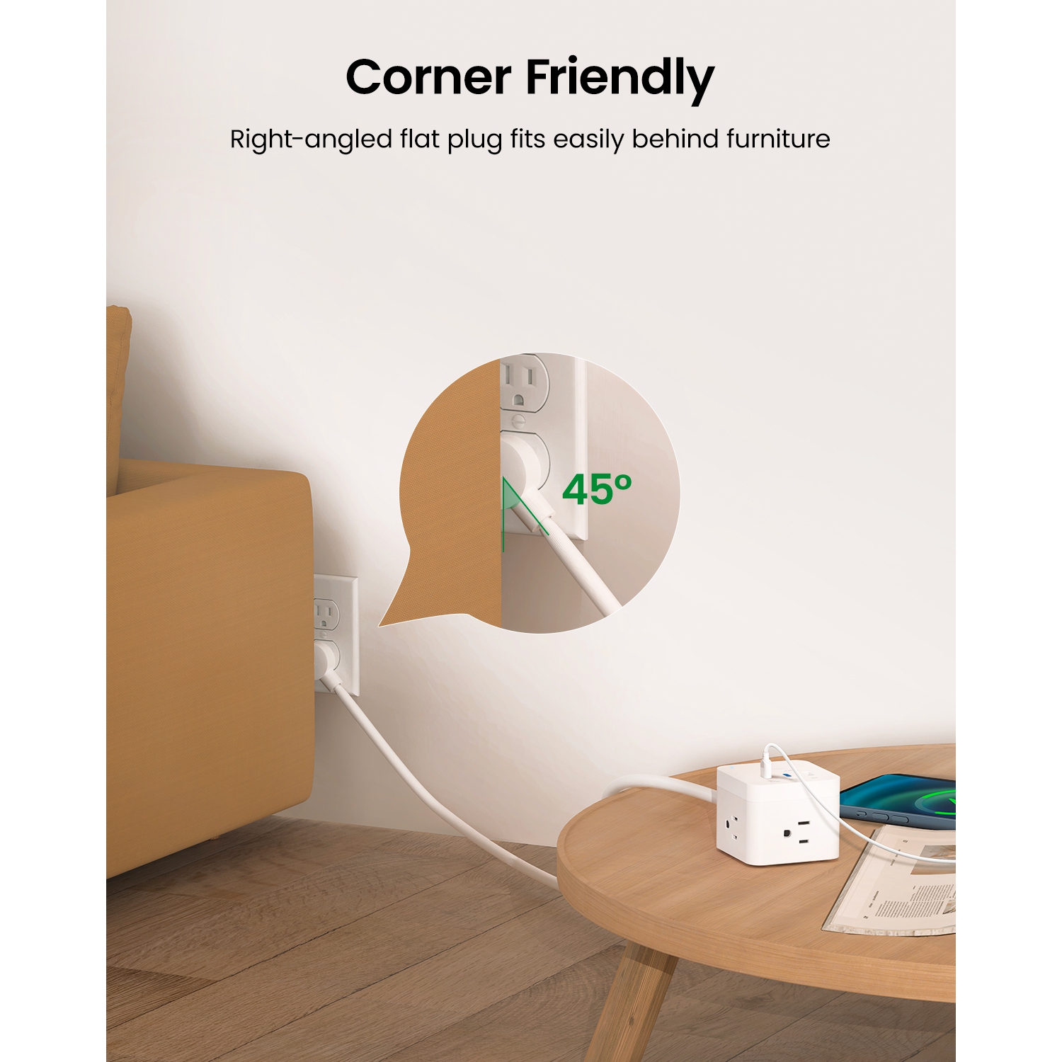 Goneo PD Edition 6-in-1 Charger Cube - 30W 6 Ports Fast Charging USB Type A/C Surge Protector Power Strip Compatible with Various Mobile Devices,