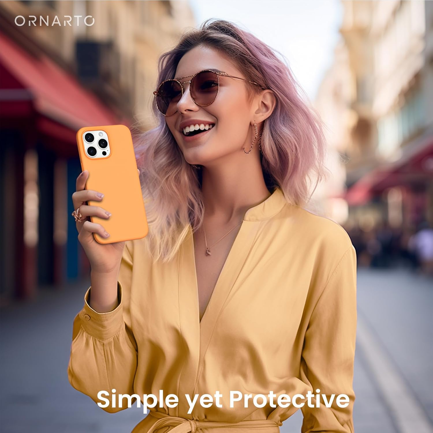 ORNARTO compatible avec l’étui iPhone 15 Pro Max, l’étui protecteur mince en silicone liquide à 3 couches entièrement recouvert de gel souple pour