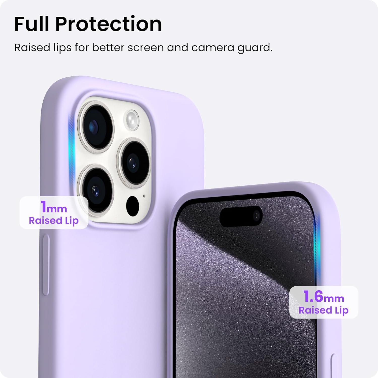 ORNARTO Compatible with iPhone 15 Pro Max Case, Slim Liquid Silicone 3 Layers Full Covered Soft Gel Rubber Phone Case Protective Cover with