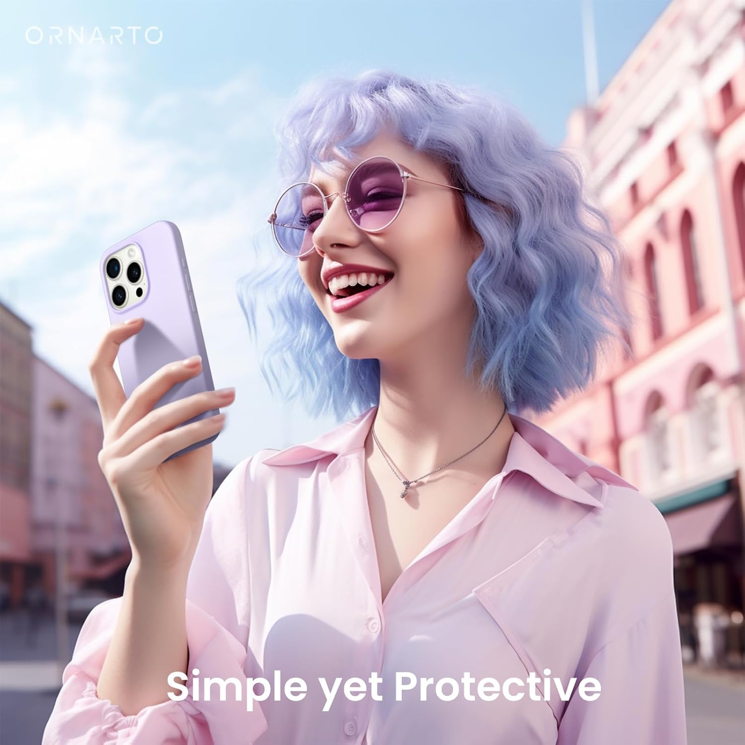 ORNARTO Compatible with iPhone 15 Pro Max Case, Slim Liquid Silicone 3 Layers Full Covered Soft Gel Rubber Phone Case Protective Cover with