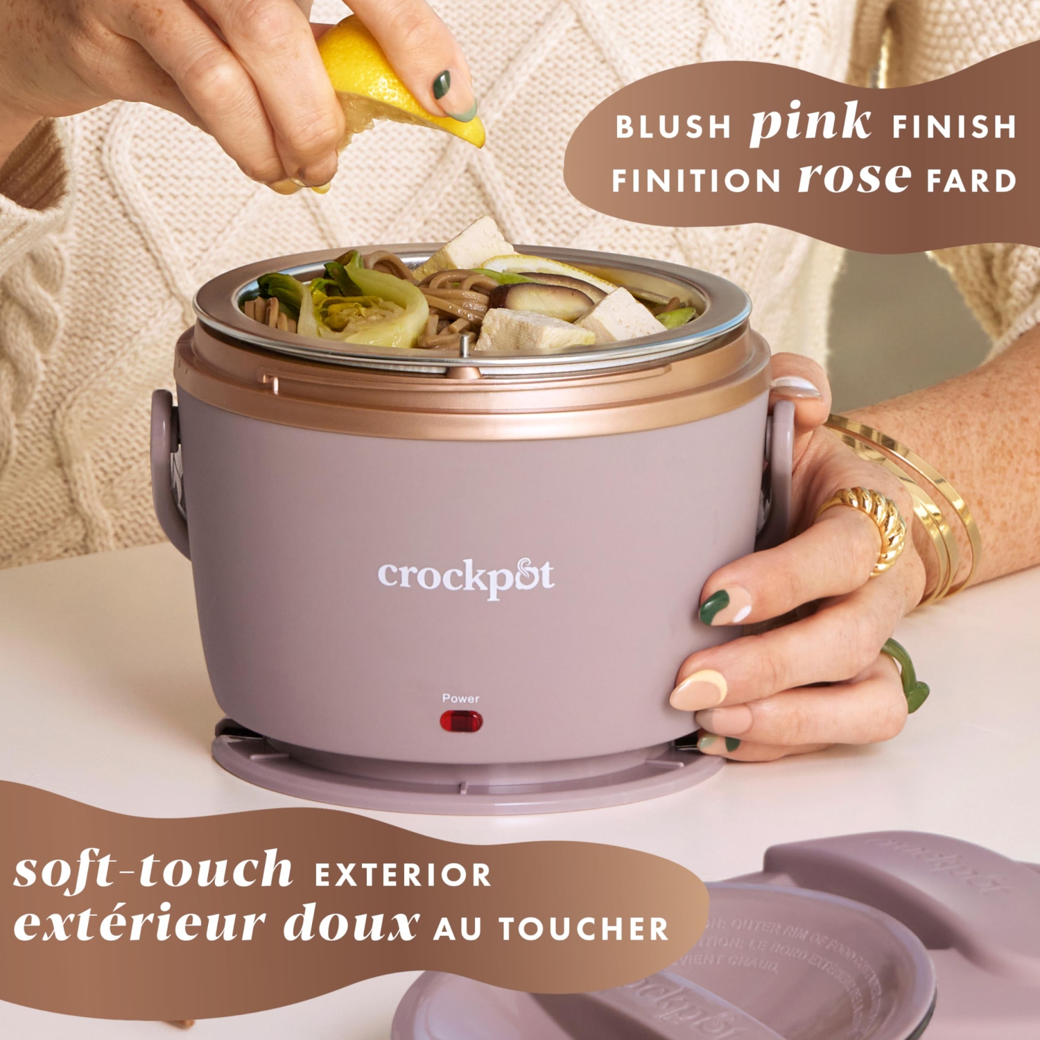 Crock-Pot Electric Lunch Box, Portable Food Warmer for On-the-Go, 20-Ounce, Blush Pink