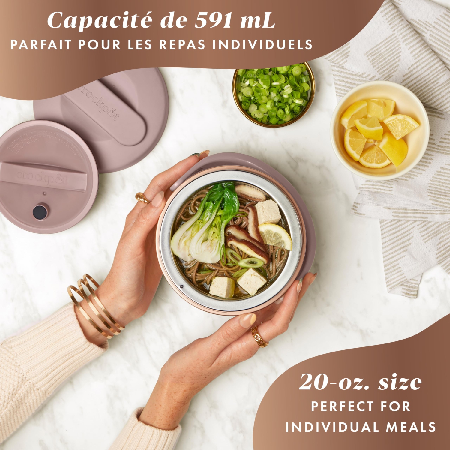 Crock-Pot Electric Lunch Box, Portable Food Warmer for On-the-Go, 20-Ounce, Blush Pink