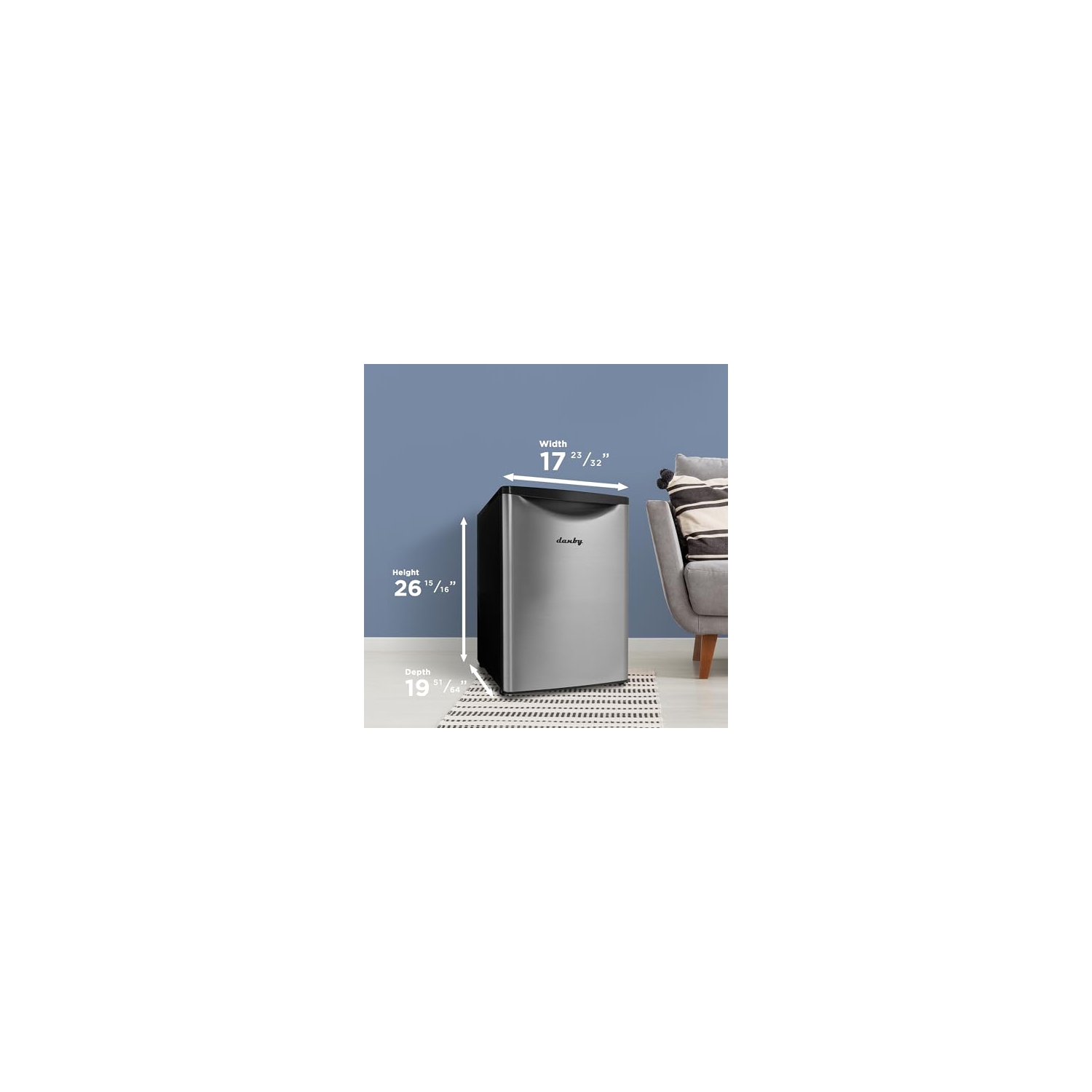 Réfrigérateur 2,6 pi3 DAR026A2BSLDB de Danby Mini réfrigérateur, réfrigérateur autonome pour chambre à coucher, salon, cuisine, chambre d'étudiant