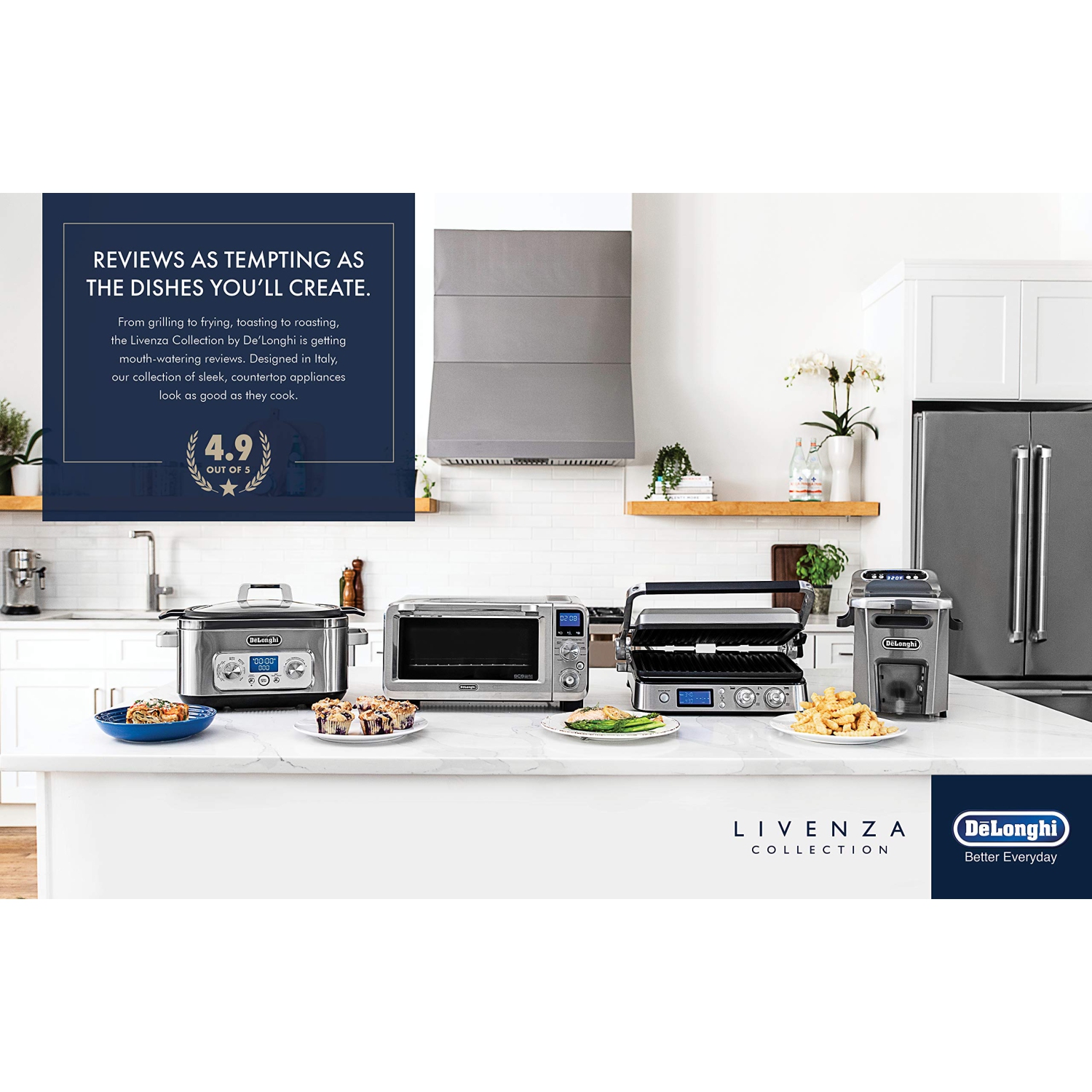 De'Longhi – four à convection numérique en acier inoxydable 241150&nbsp;M Livenza, argenté