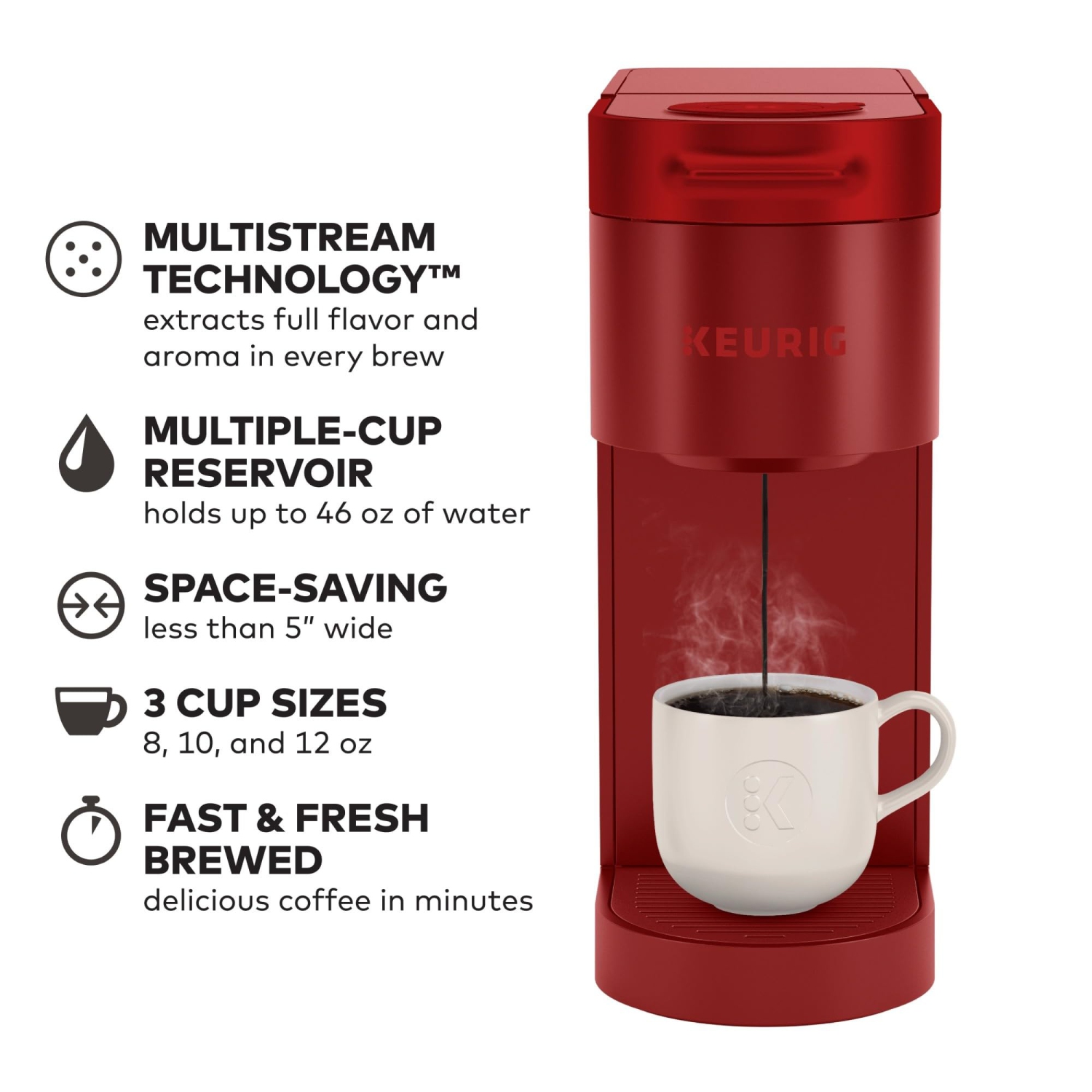 Keurig® K- Slim® – cafetière à dosette K-Cup pour une tasse, technologie Multistream™, rouge écarlate