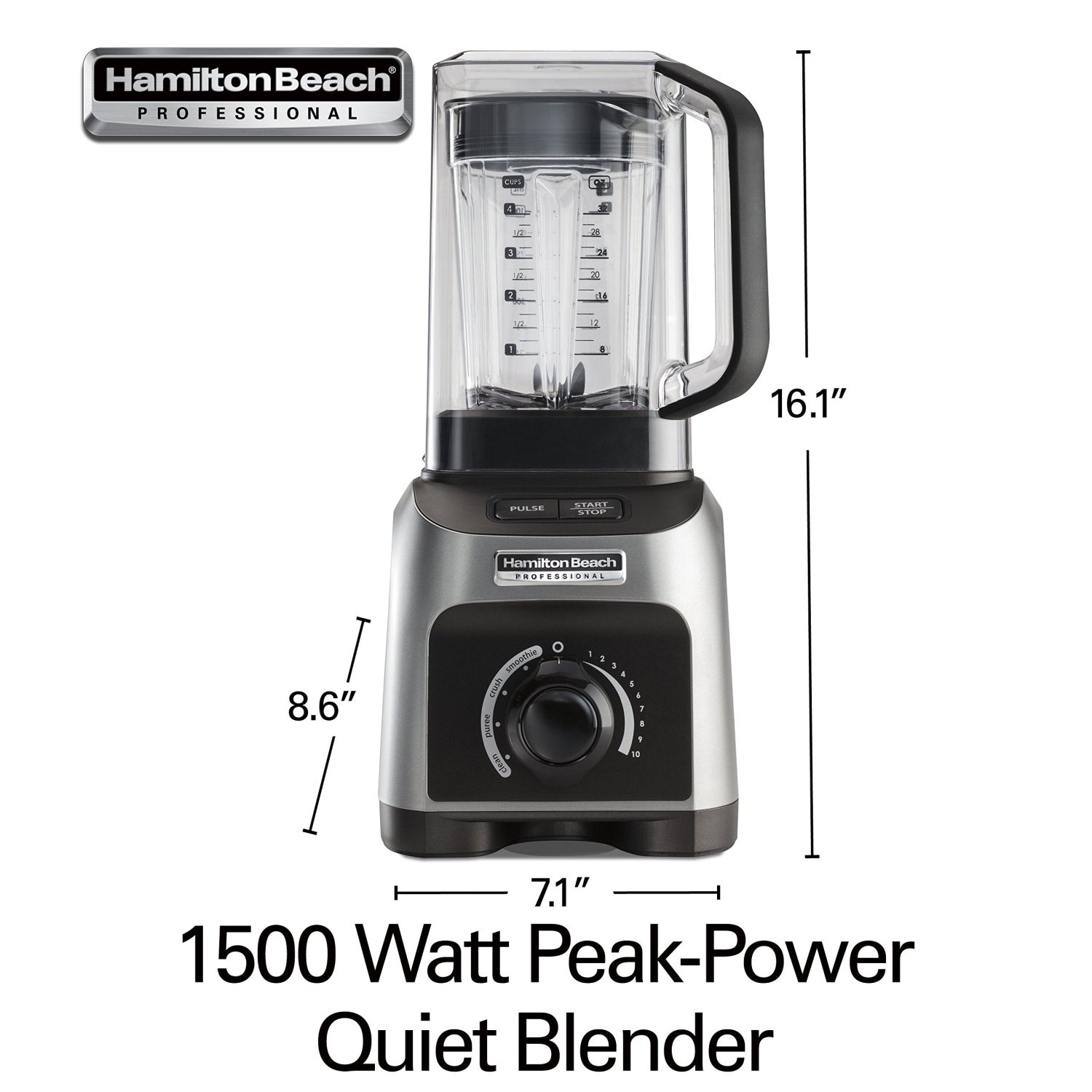 Hamilton Beach Professional 58870 Quiet Shield Blender, Silver, 1500w