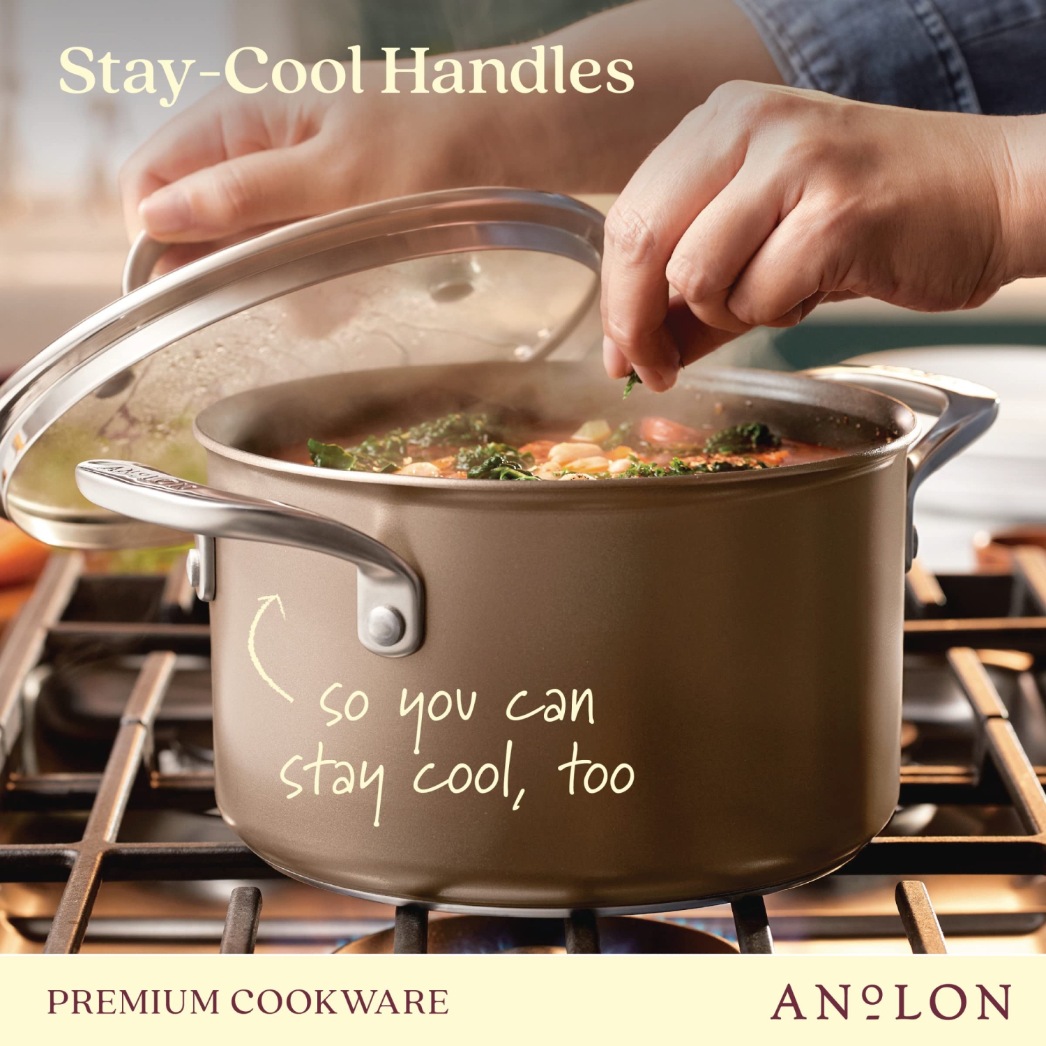 Anolon Ascend - Hard Anodized Nonstick Saucepot with Lid, Induction Cooktop Compatible