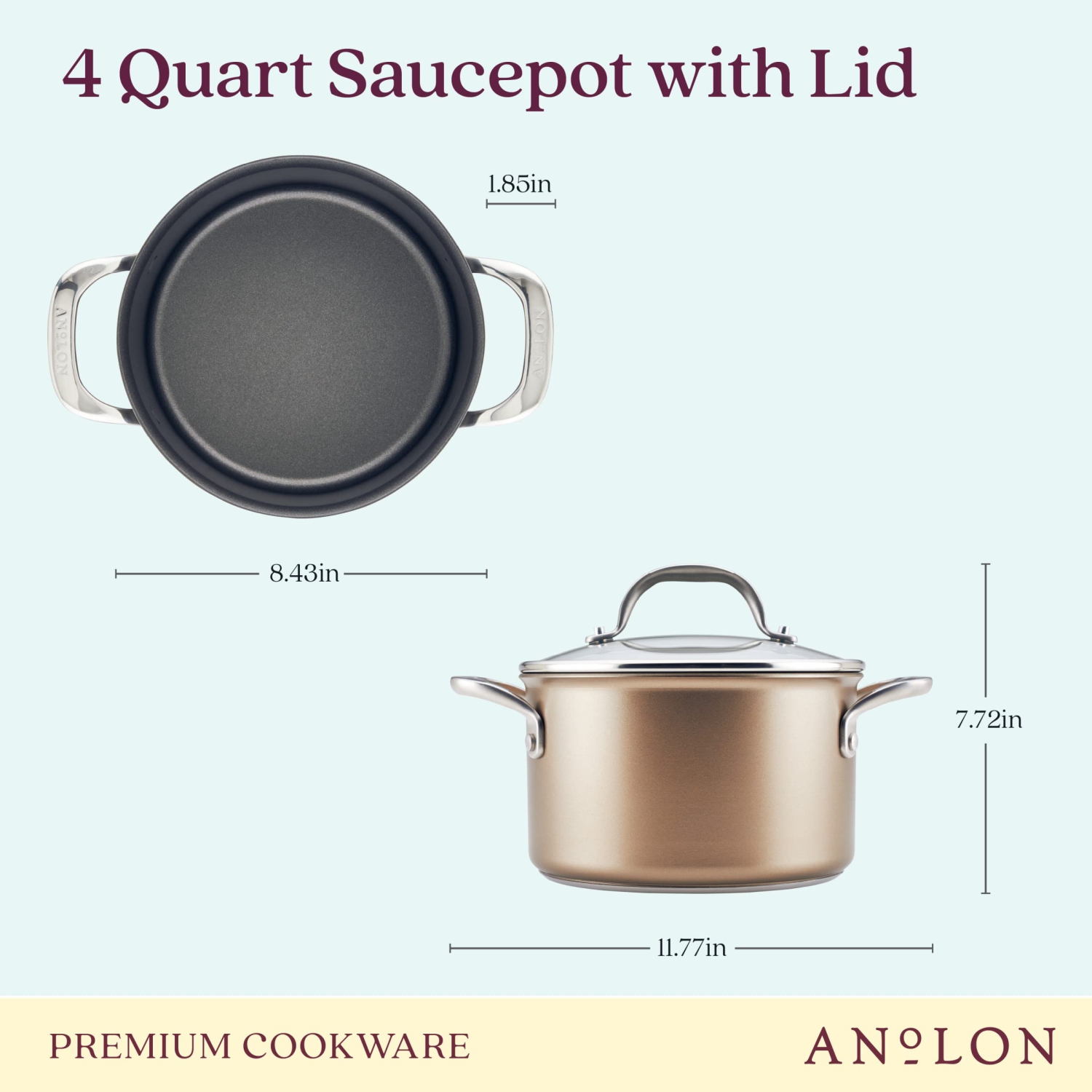 Anolon Ascend - Hard Anodized Nonstick Saucepot with Lid, Induction Cooktop Compatible