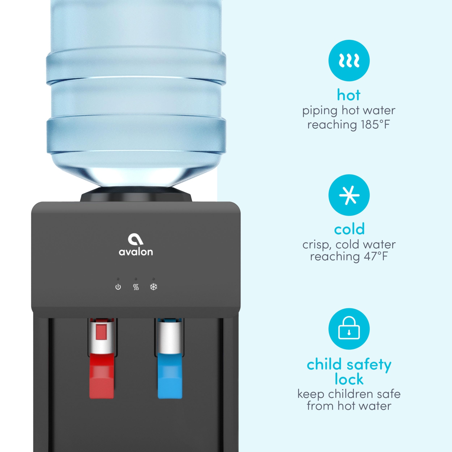 Avalon Premium Hot/Cold Top Loading Countertop Water Cooler Dispenser With Child Safety Lock. UL/Energy Star Approved-..