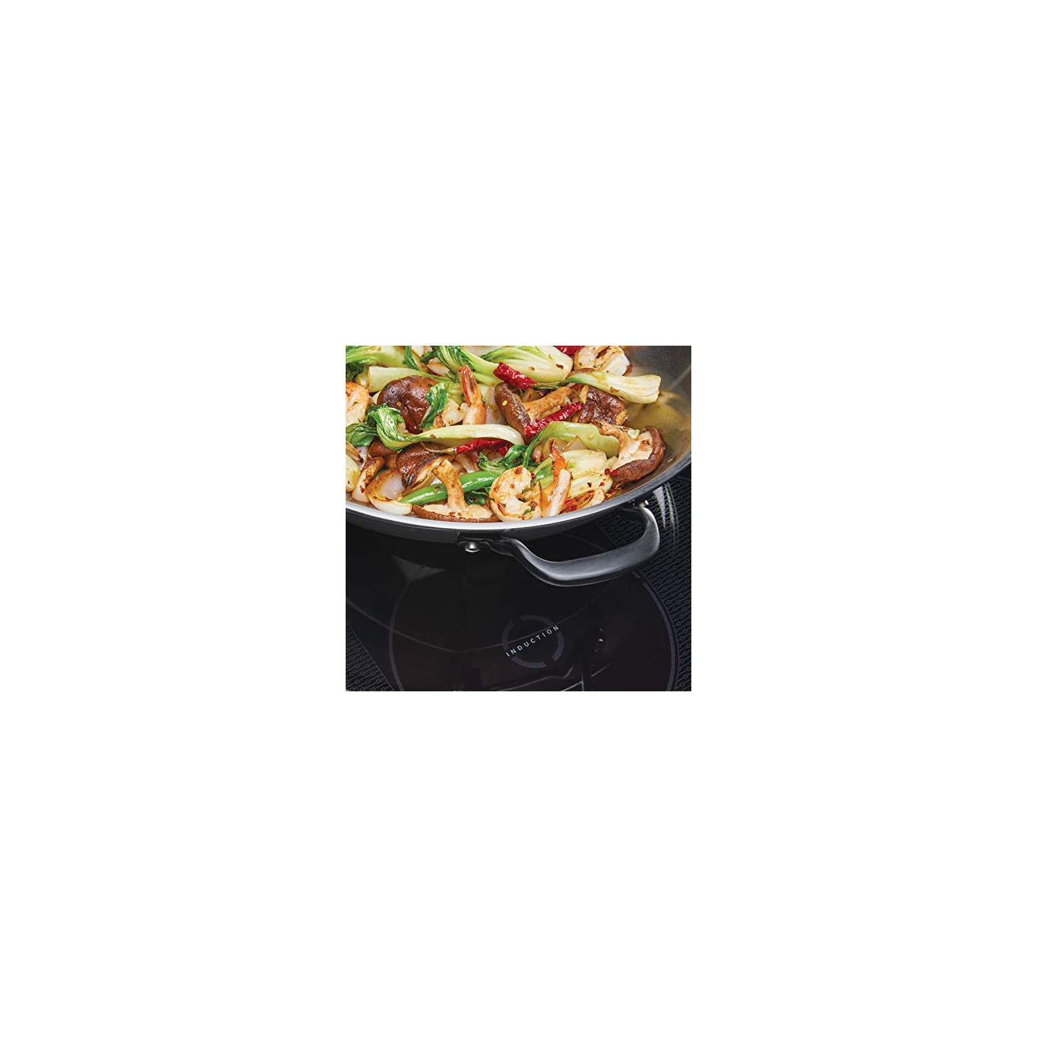 KitchenAid - wok 5 épaisseurs en inox poli, surface cuisson induction compatible