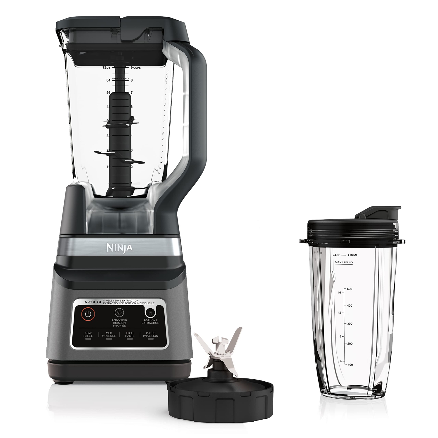 Ninja BN750C Professional Plus Blender DUO with Auto-iQ, 1400-Peak-Watt, Black/Silver (Canadian Version)