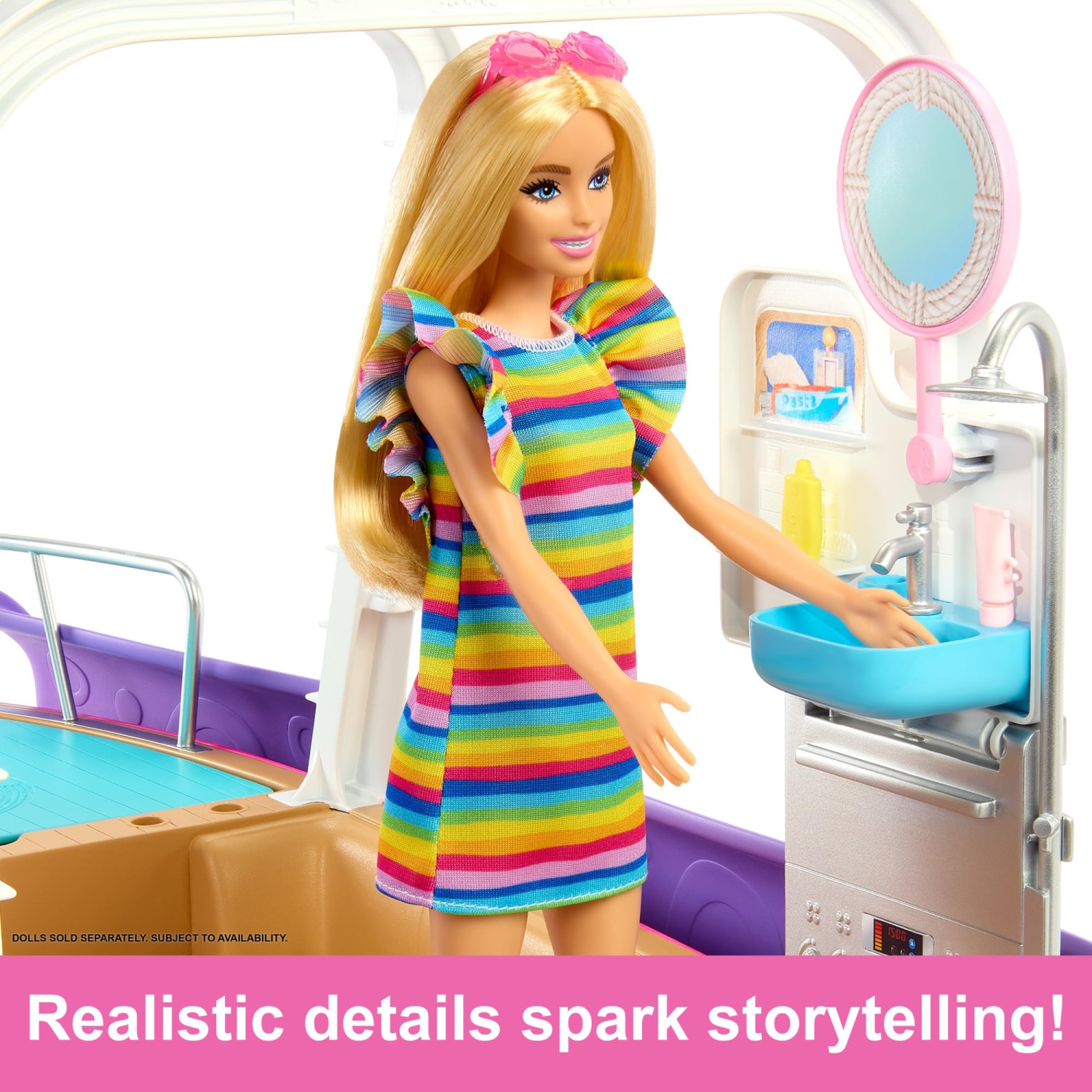 Barbie Toy Boat Playset, Dream Boat with 20+ Ocean-Themed Accessories Sized to Fashion Dolls Including Pool, Slide & D..