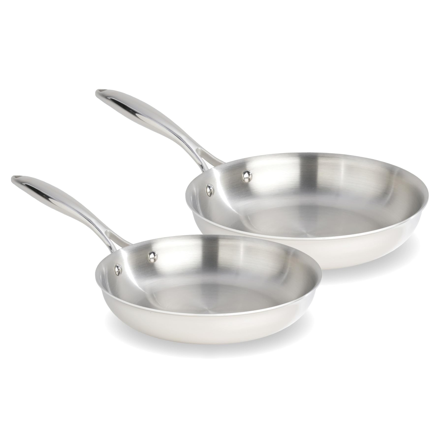 Meyer – poêles à frire en acier inoxydable Clad à trois couches SuperSteel, 2 pièces, compatible avec les surfaces de cuisson à induction