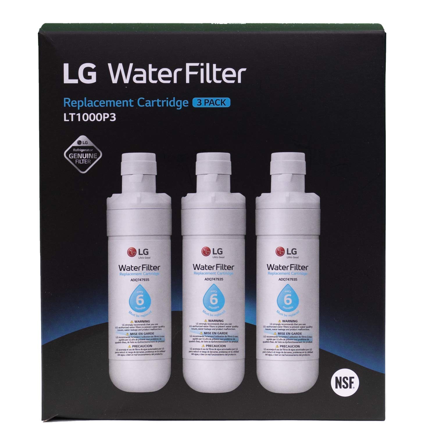 LG – Filtre à eau de rechange pour réfrigérateur LT1000P3, véritable, paq./3 par LG Canada